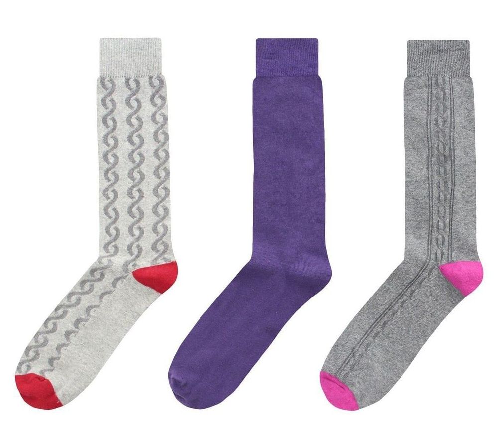 Memoi Men's Cable Twist 3 Pack Crew Sock