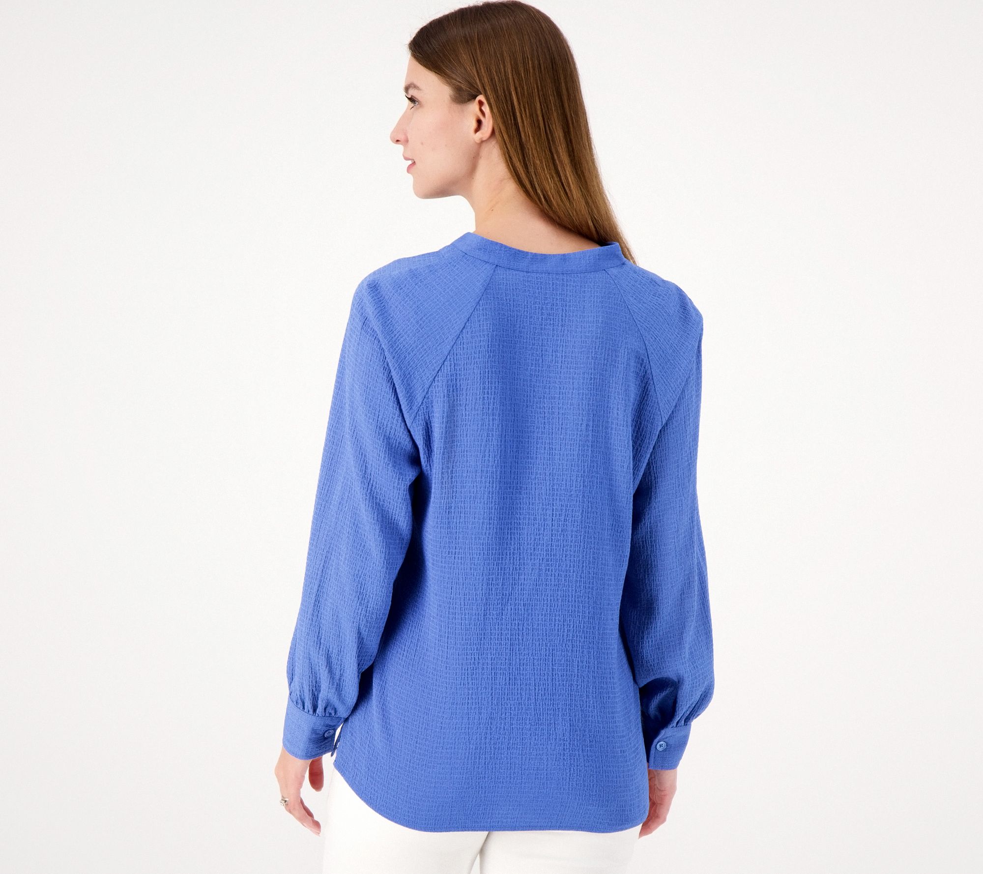 Belle by Kim Gravel Popover Raglan Sleeve Blouse