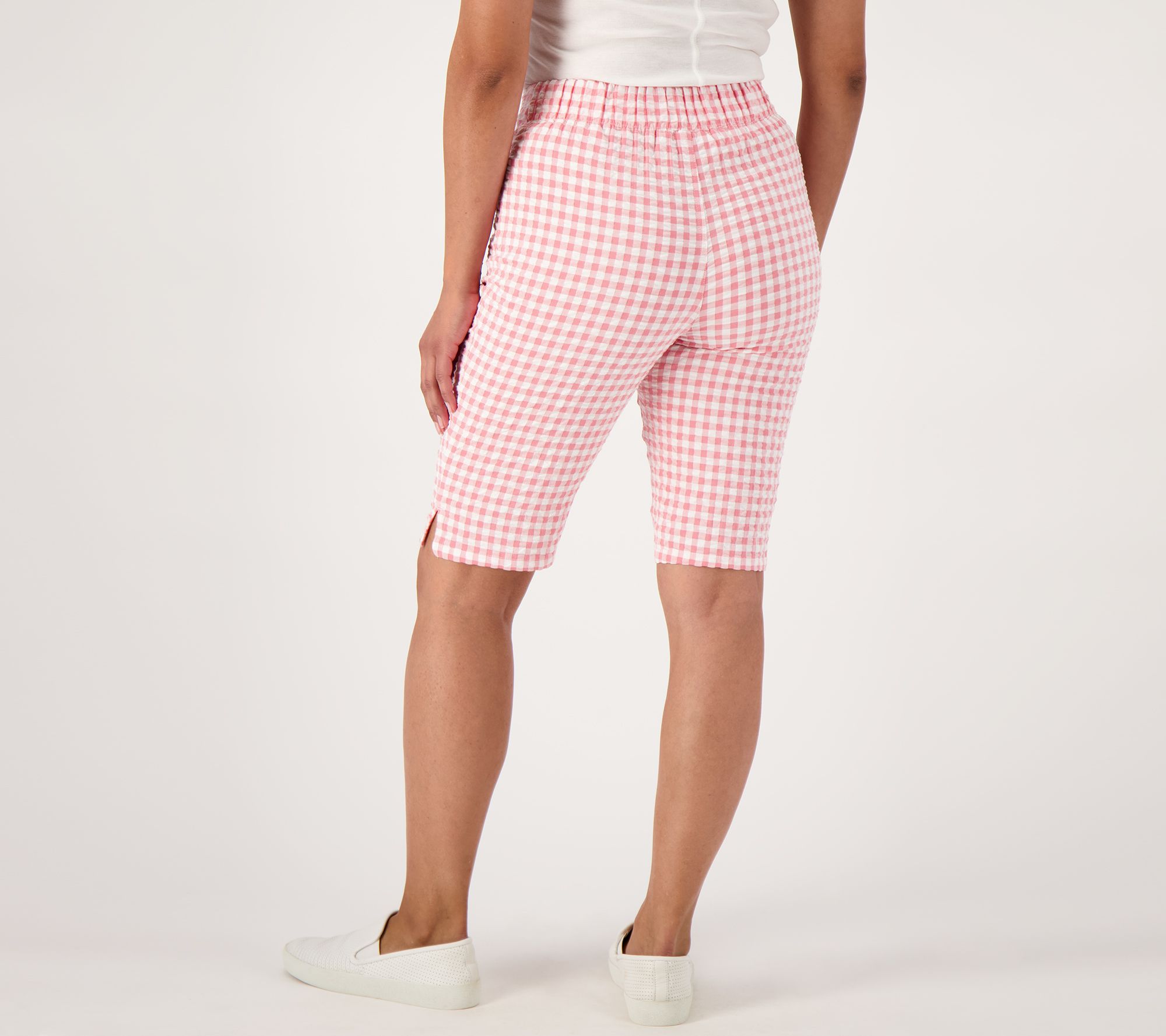 Denim & Co. Gingham Seersucker Regular Bermuda Short