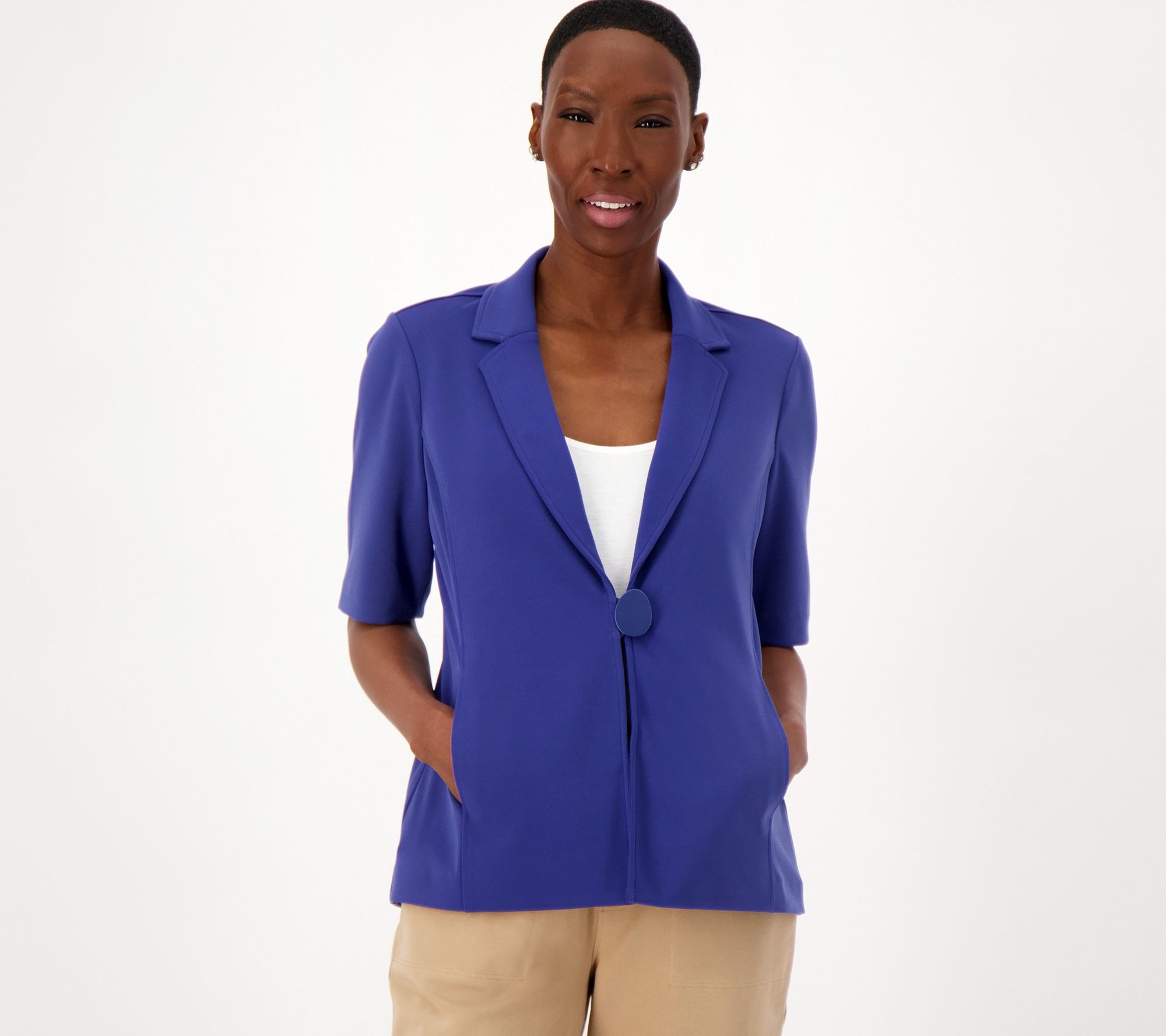 GRAVER Susan Graver LK Fusion Elbow-Sleeve Blazer