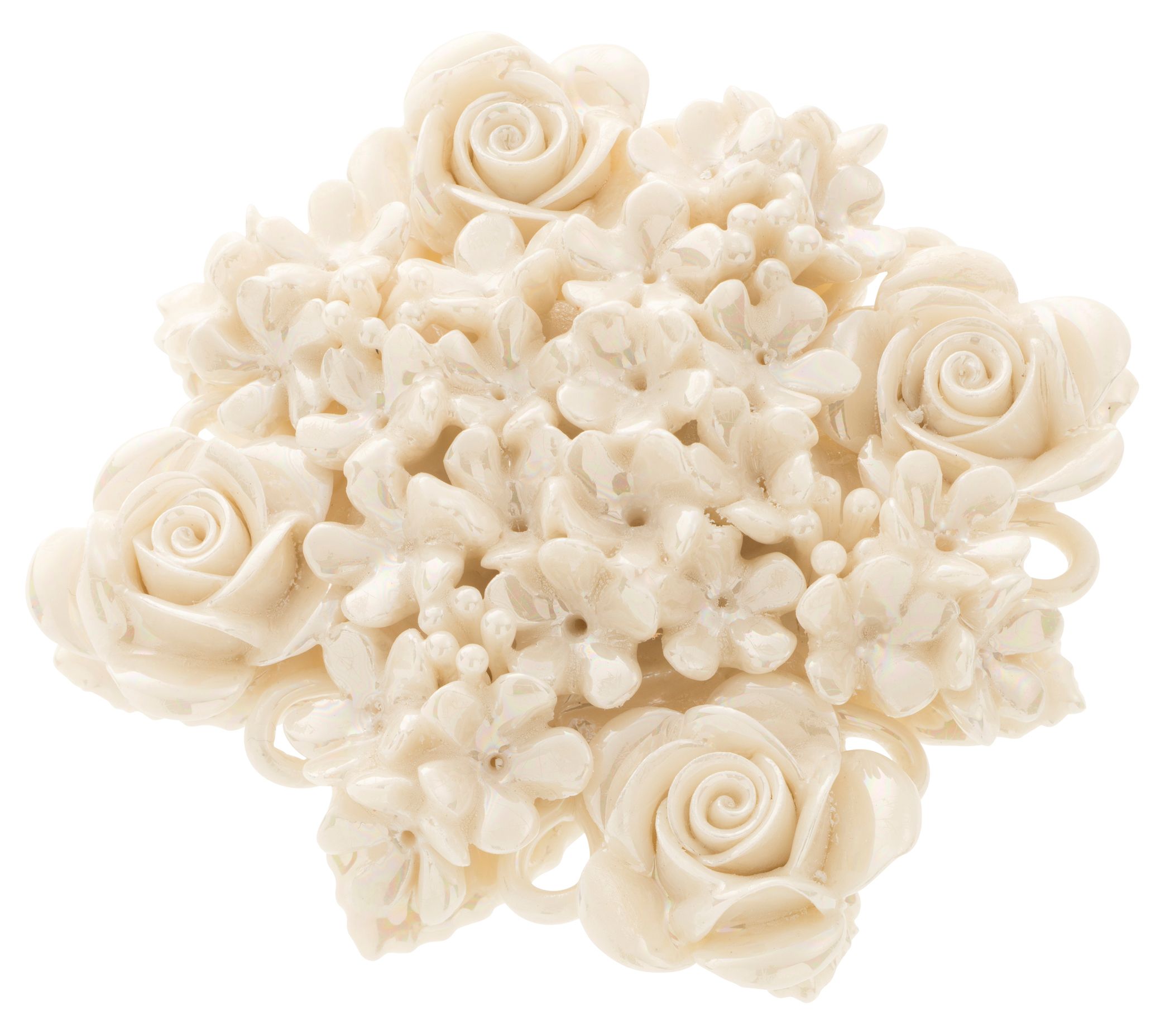 Belleek Pottery Rose Bouquet Brooch