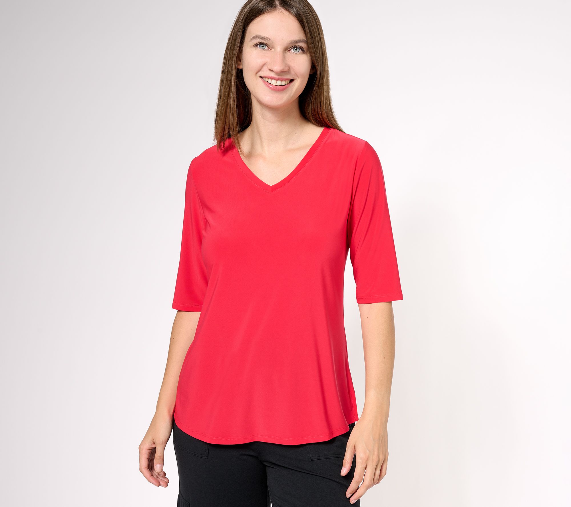Attitudes by Renee Como Jersey V-Neck Tee
