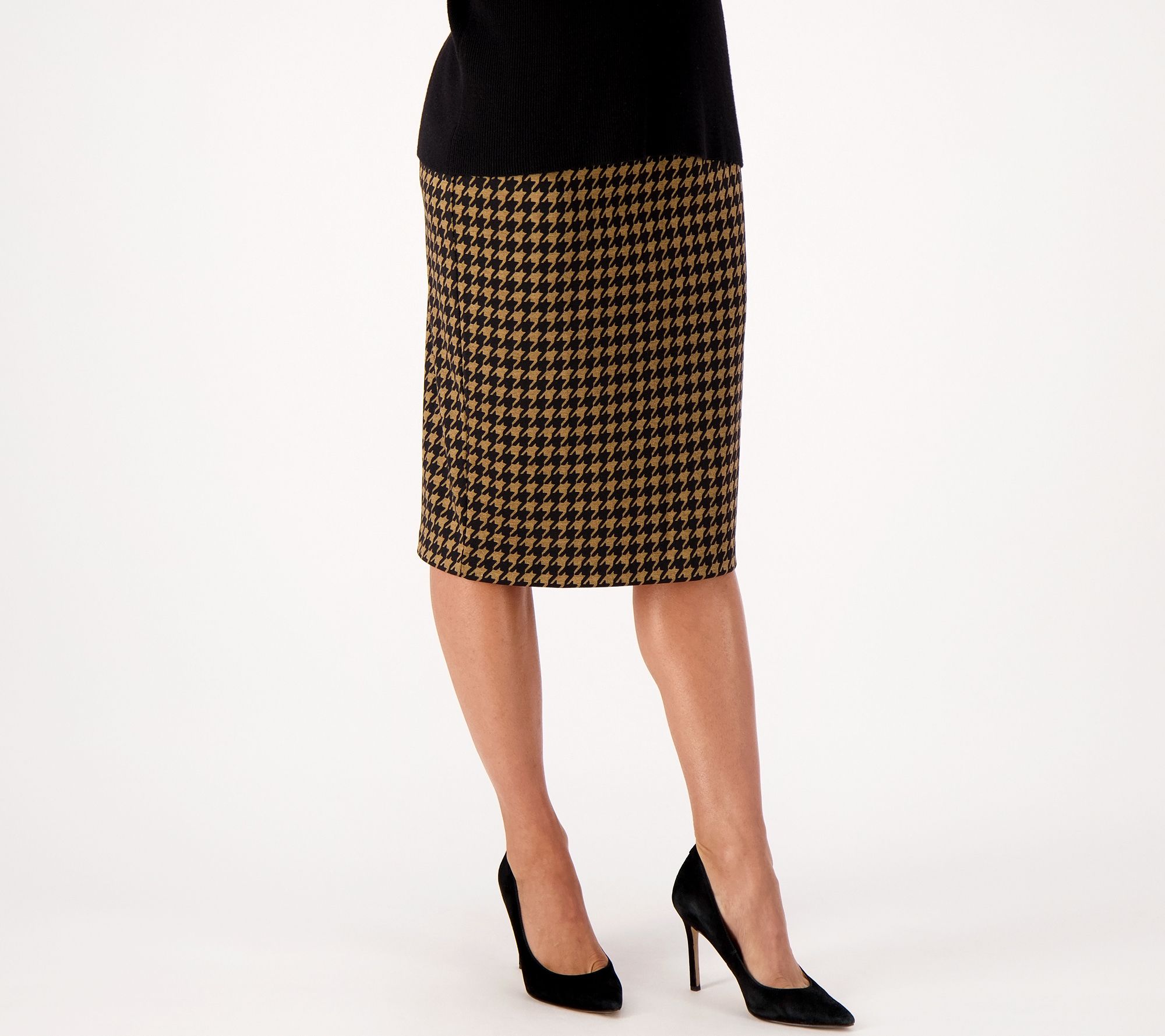 "As Is" Susan Graver Petite Printed Ponte Pull On Pencil Skirt