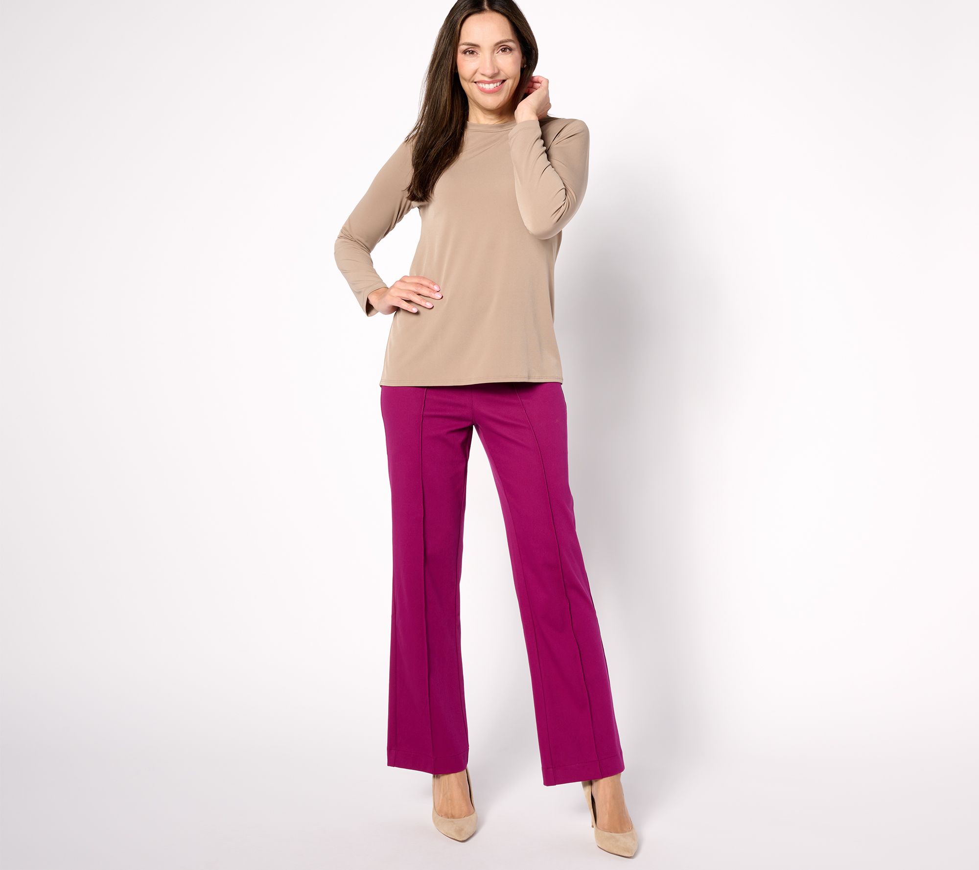 Denim & Co. Signature Easy Flex Twill Wide Leg Pull-On