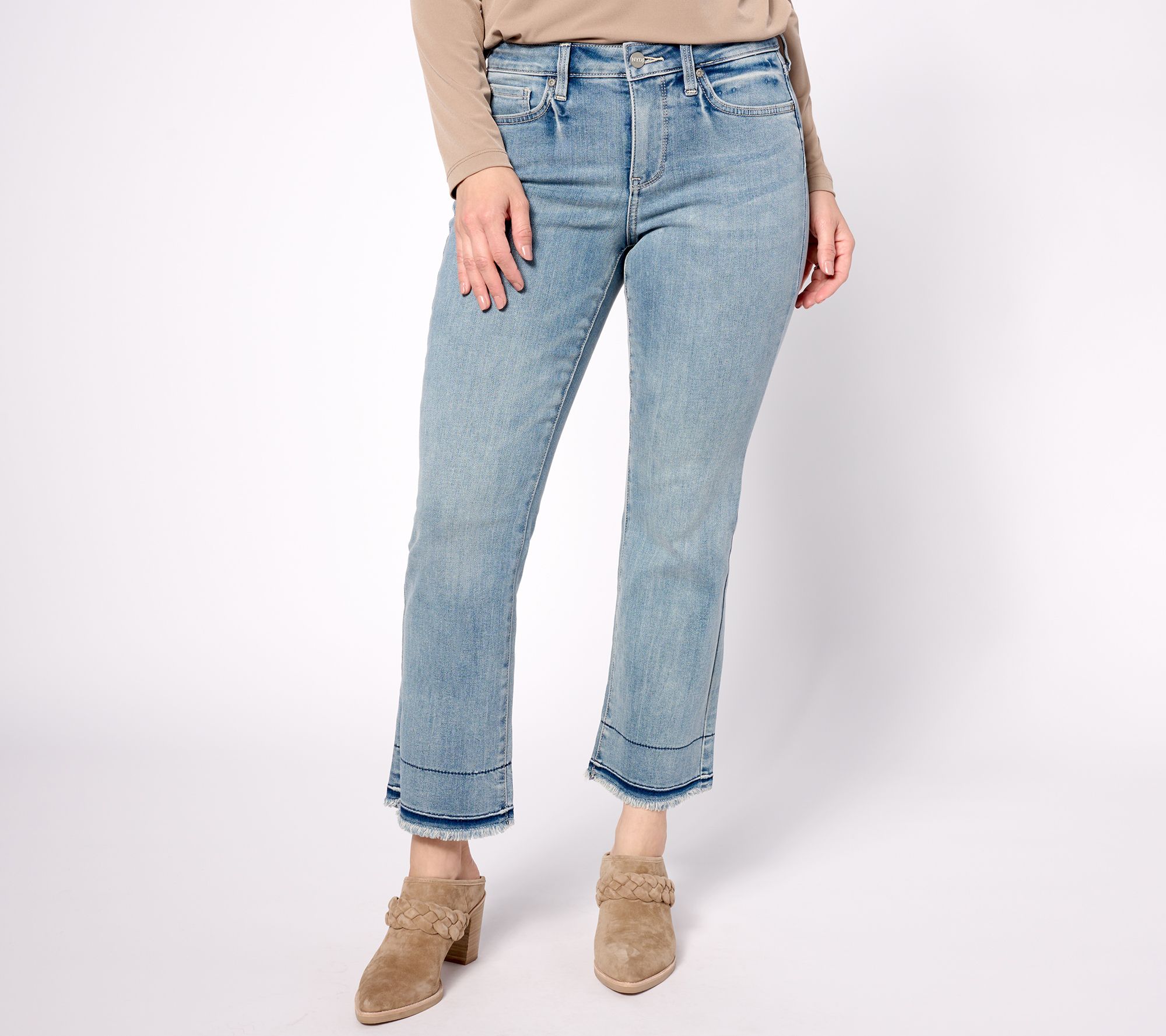 Denim & Co. Regular Comfy Knit Air Denim Cropped Wide Leg Jeans 