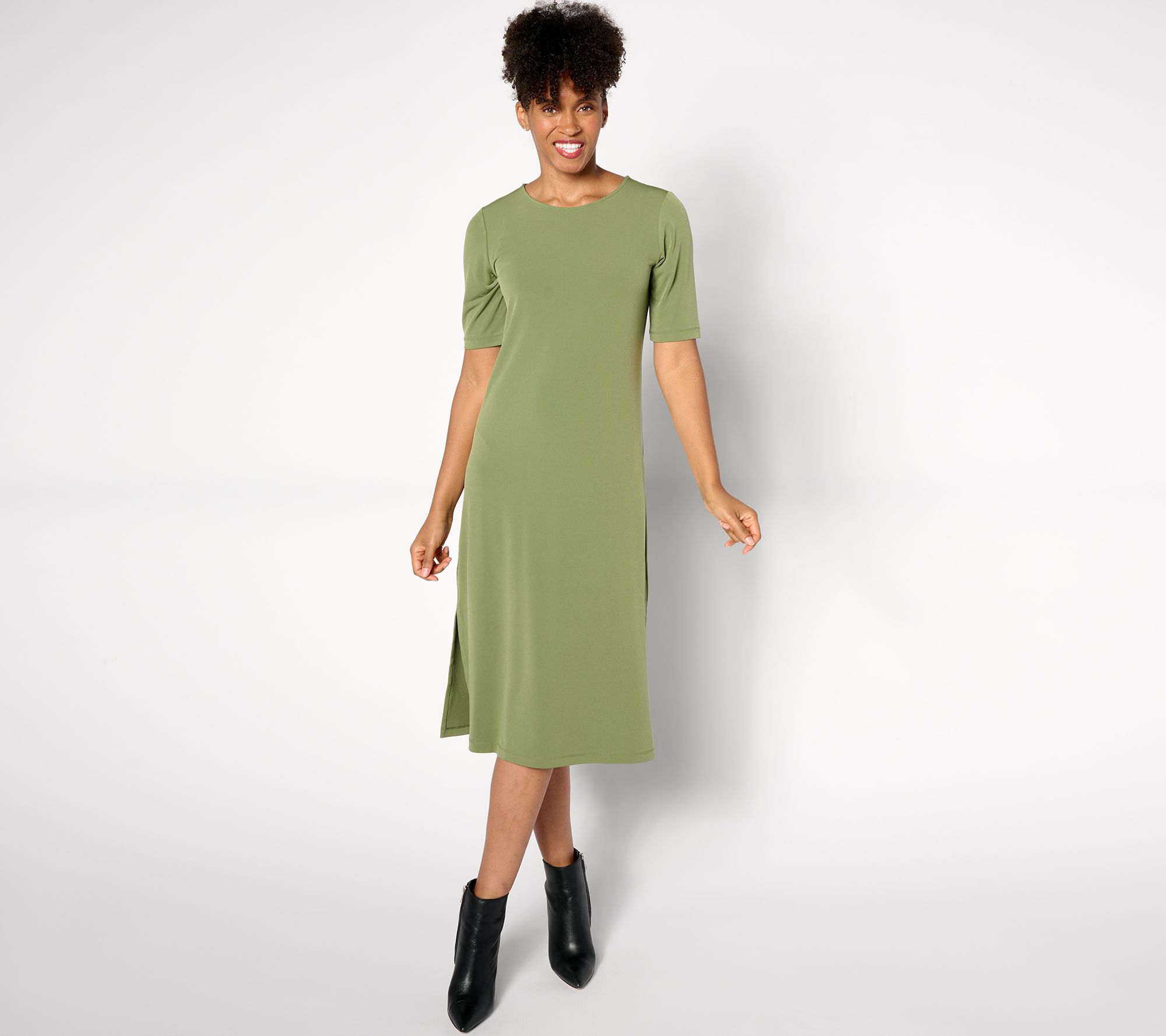 Susan Graver Modern Essentials Petite Liquid Knit Dress 