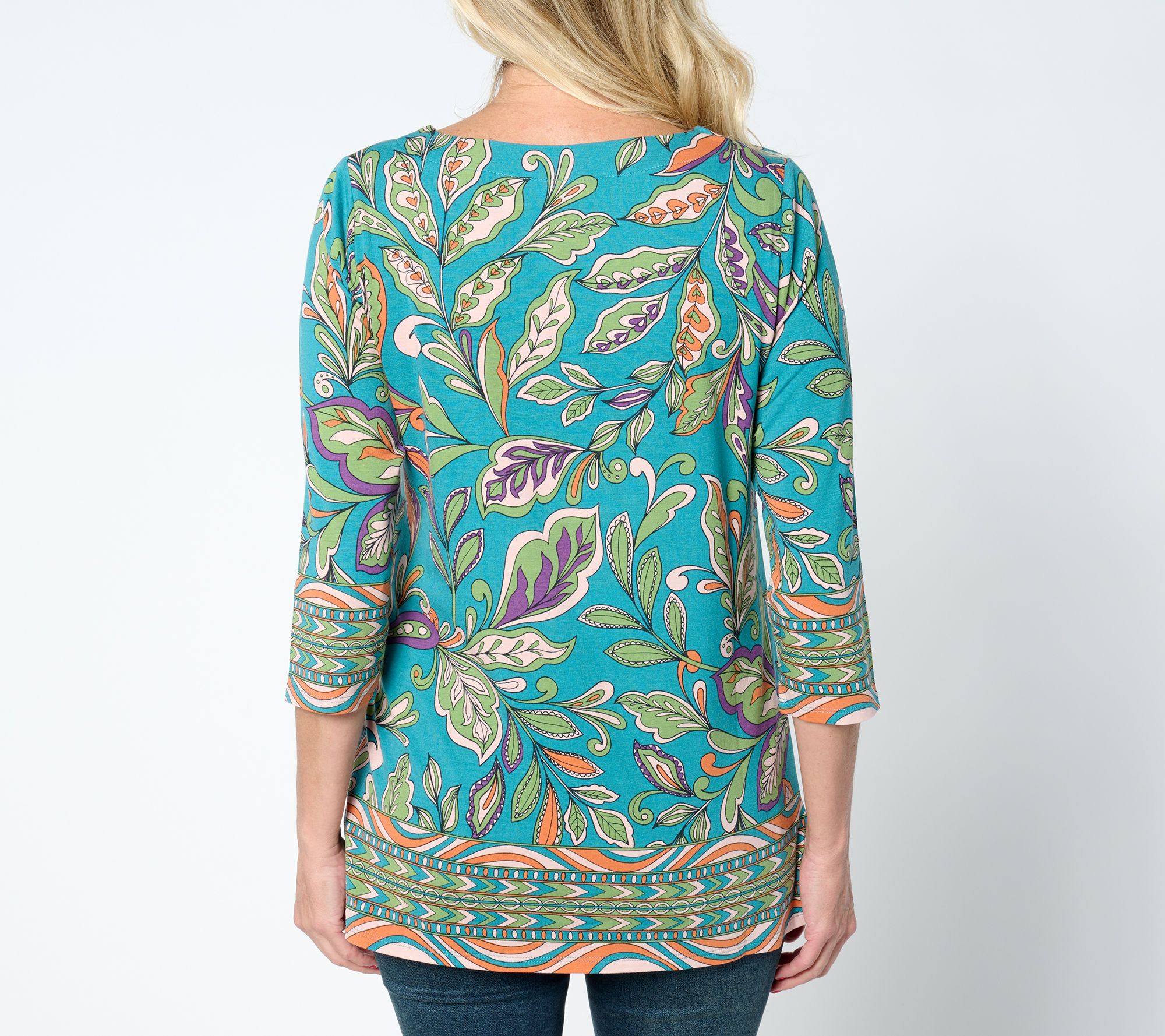 Belle by Kim Gravel TripleLuxe Knit Botanical Top - QVC.com