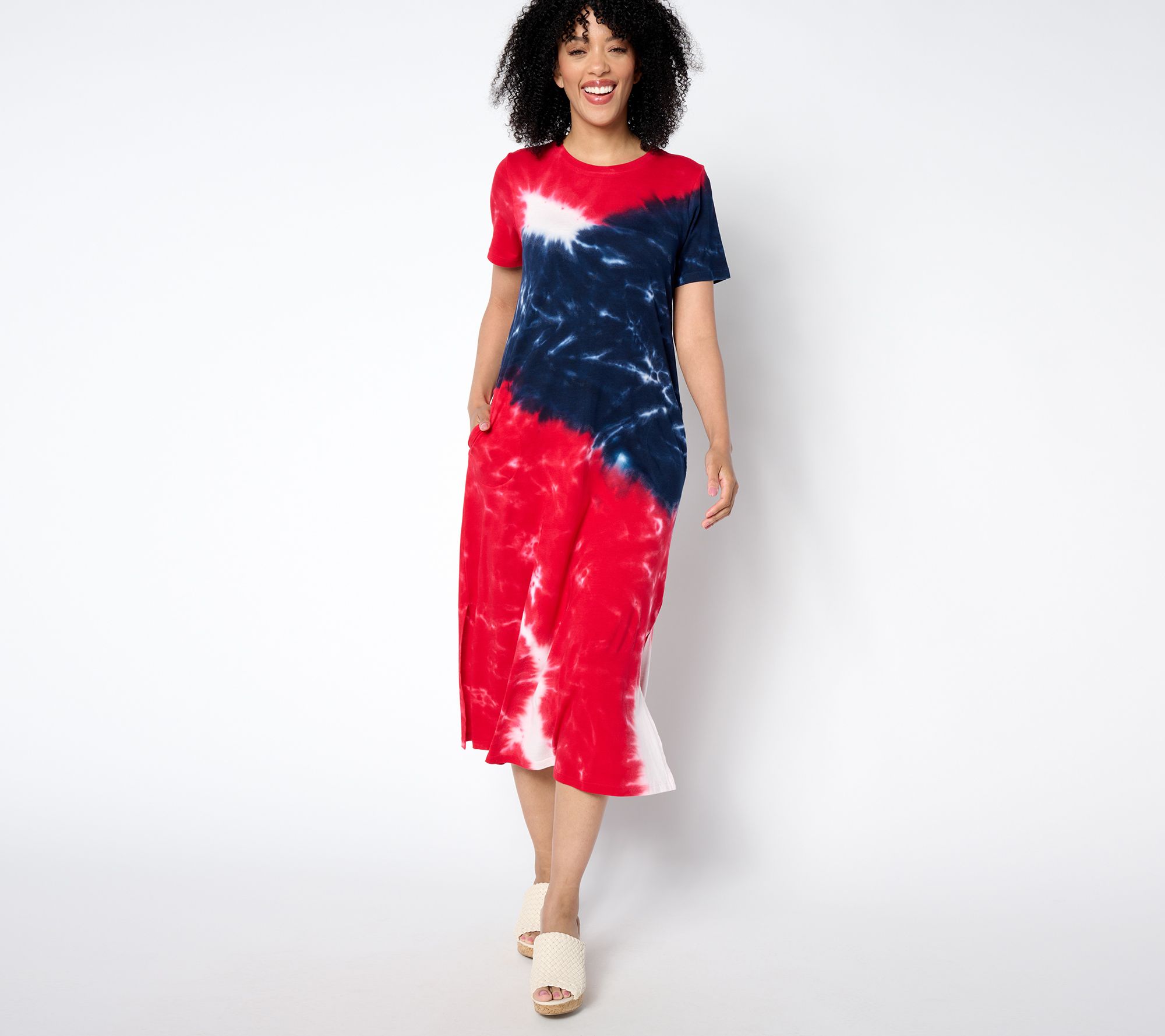 LOGO by Lori Goldstein Regular Cotton Modal Tie-Dye Dress