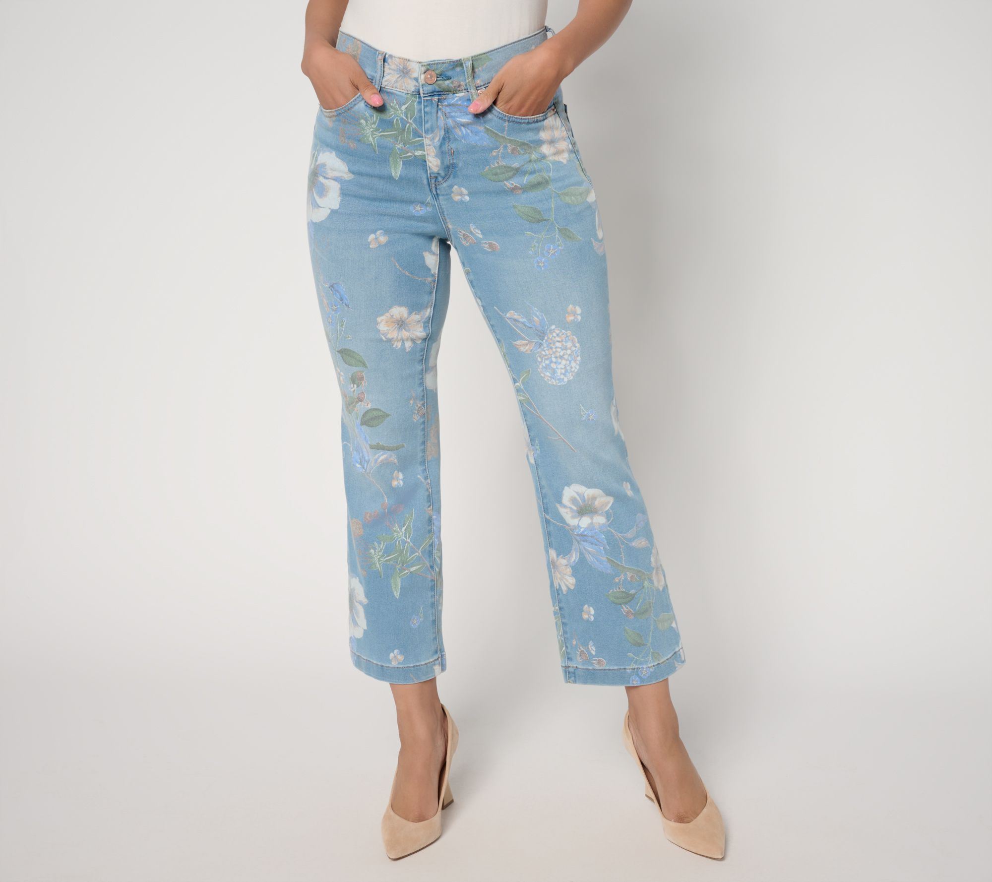 nicole by Nicole Miller Regular Cropped Dream Denim Jean-Floral