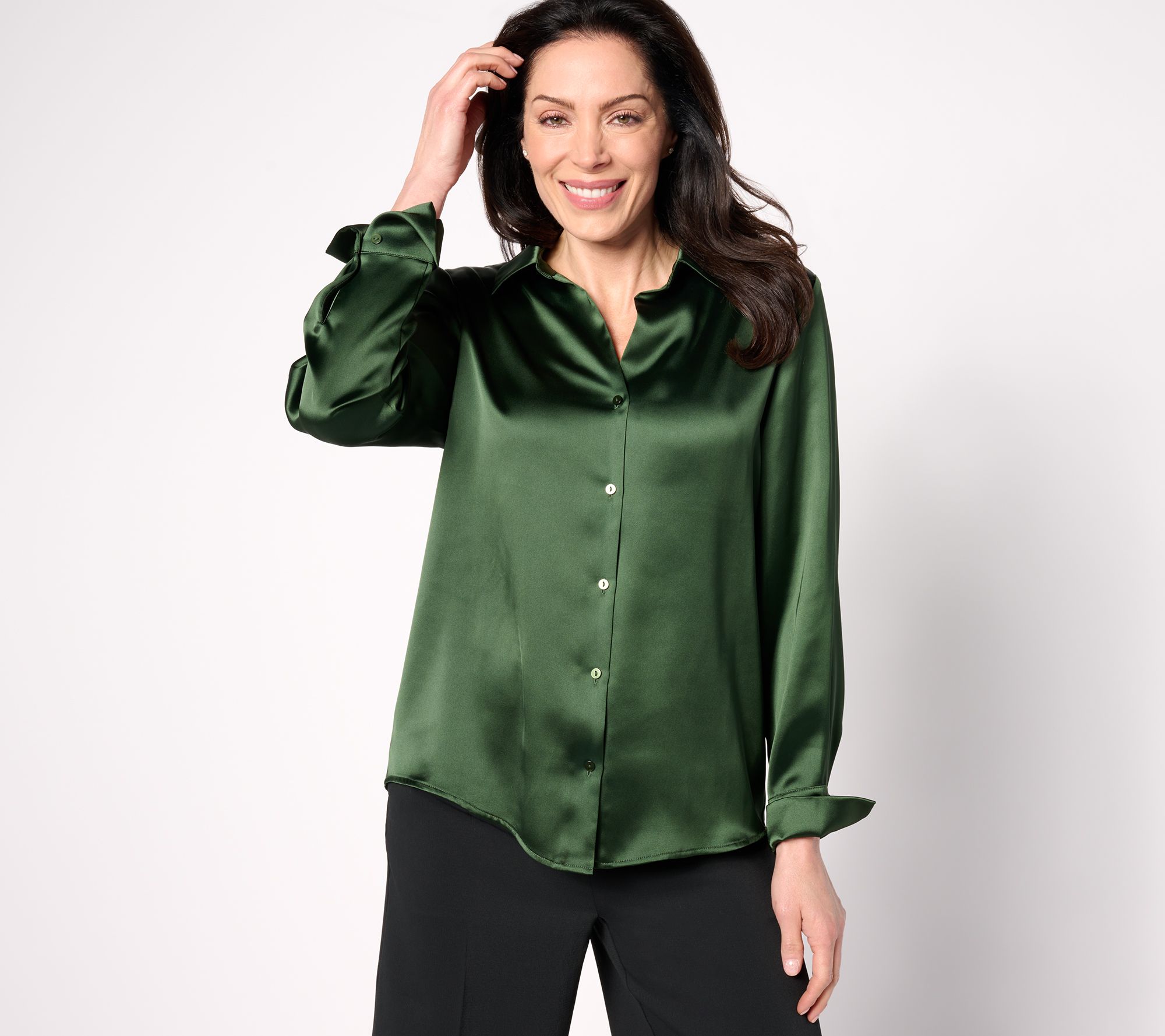 "As Is" BEAUTIFUL by Lawrence Zarian The Joy Satin Button Blouse