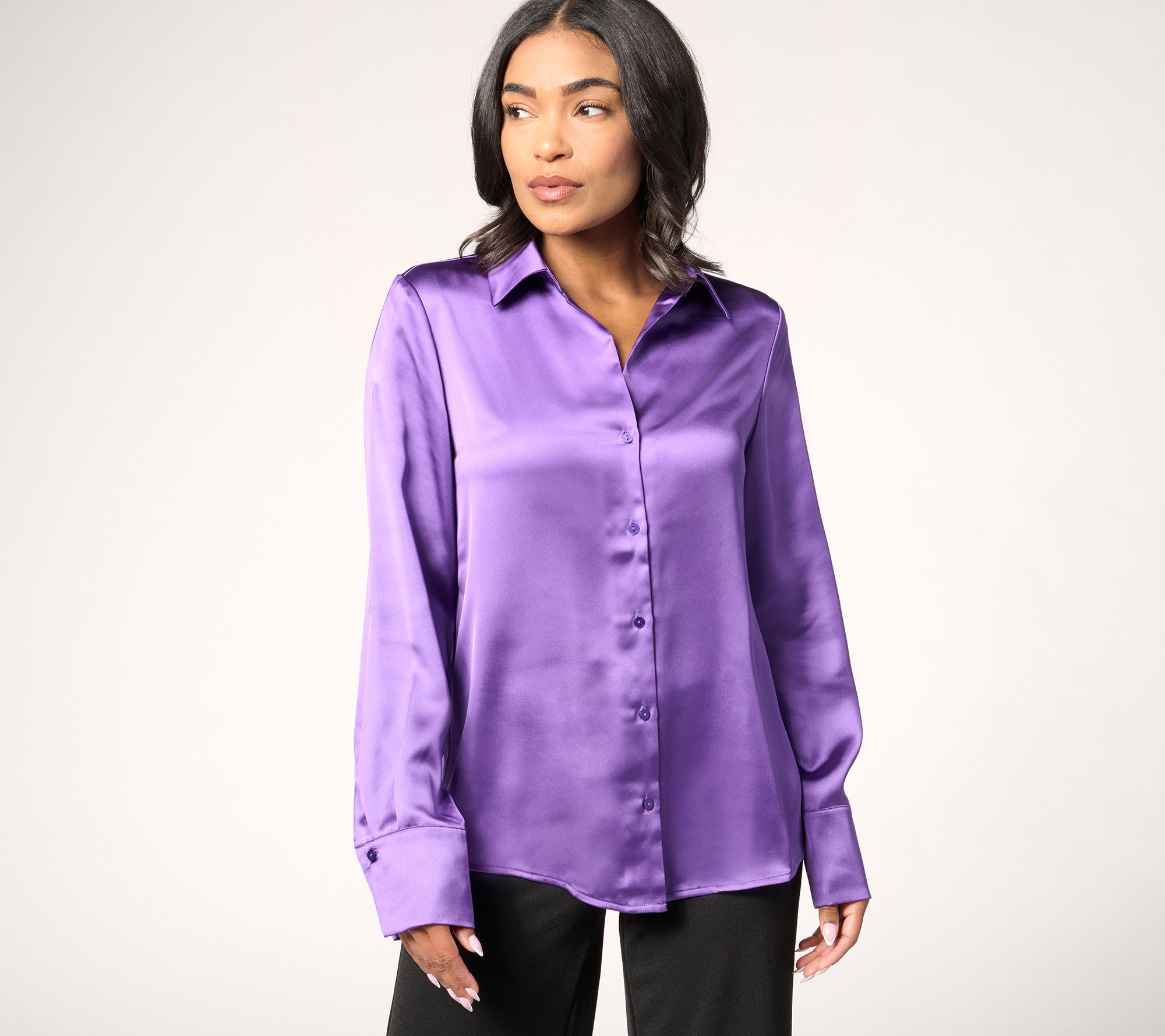 "As Is" BEAUTIFUL by Lawrence Zarian The Joy Satin Button Blouse