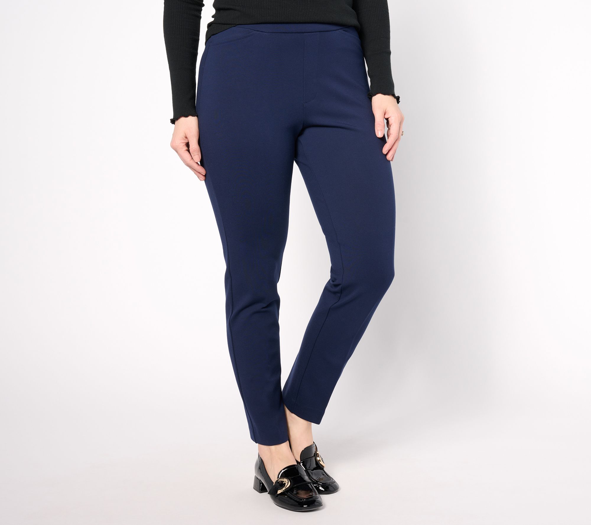 "As Is" Susan Graver Regular Smart Ponte Knit Slim Leg Pants