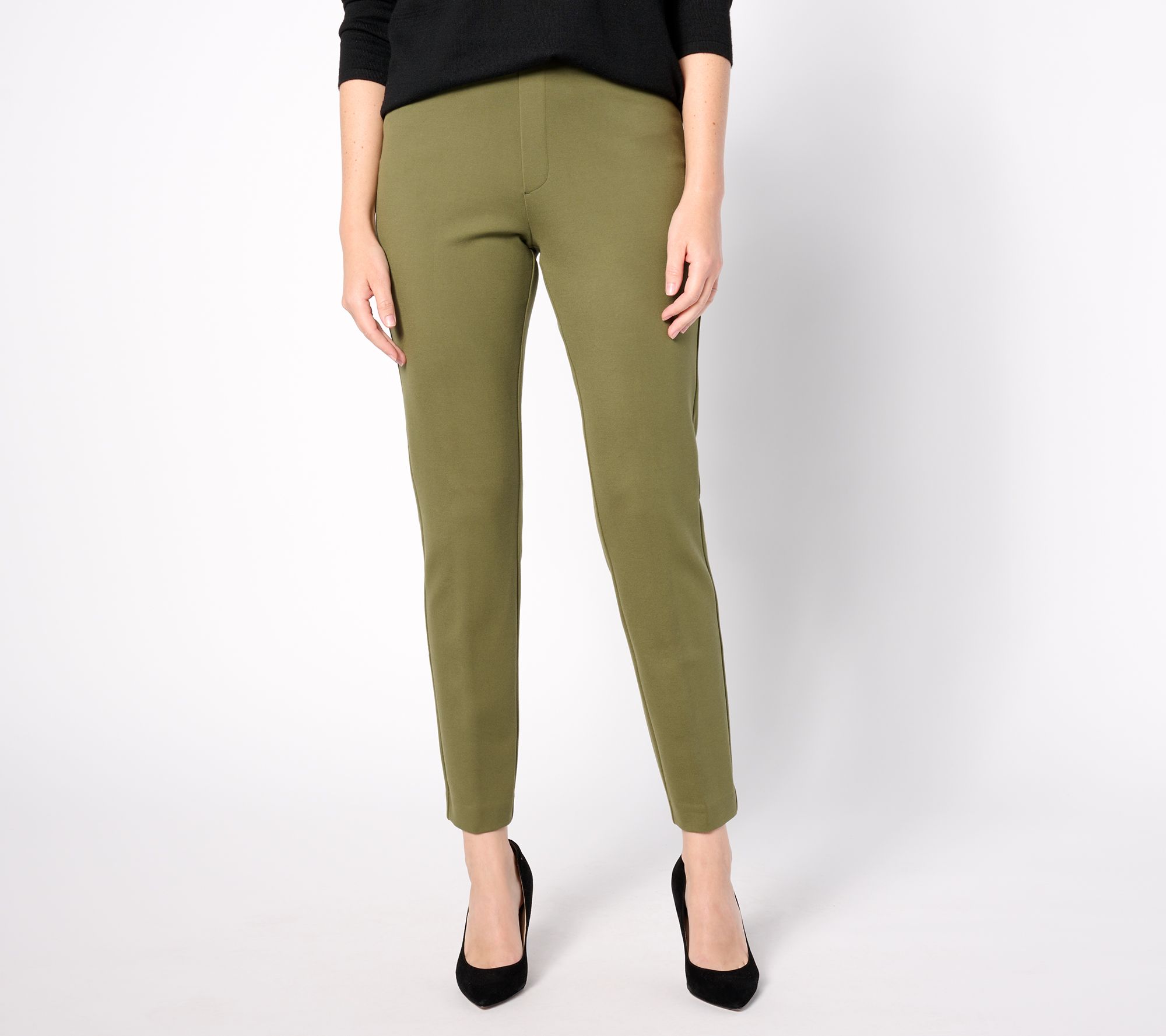 "As Is" Susan Graver Regular Smart Ponte Knit Slim Leg Pants