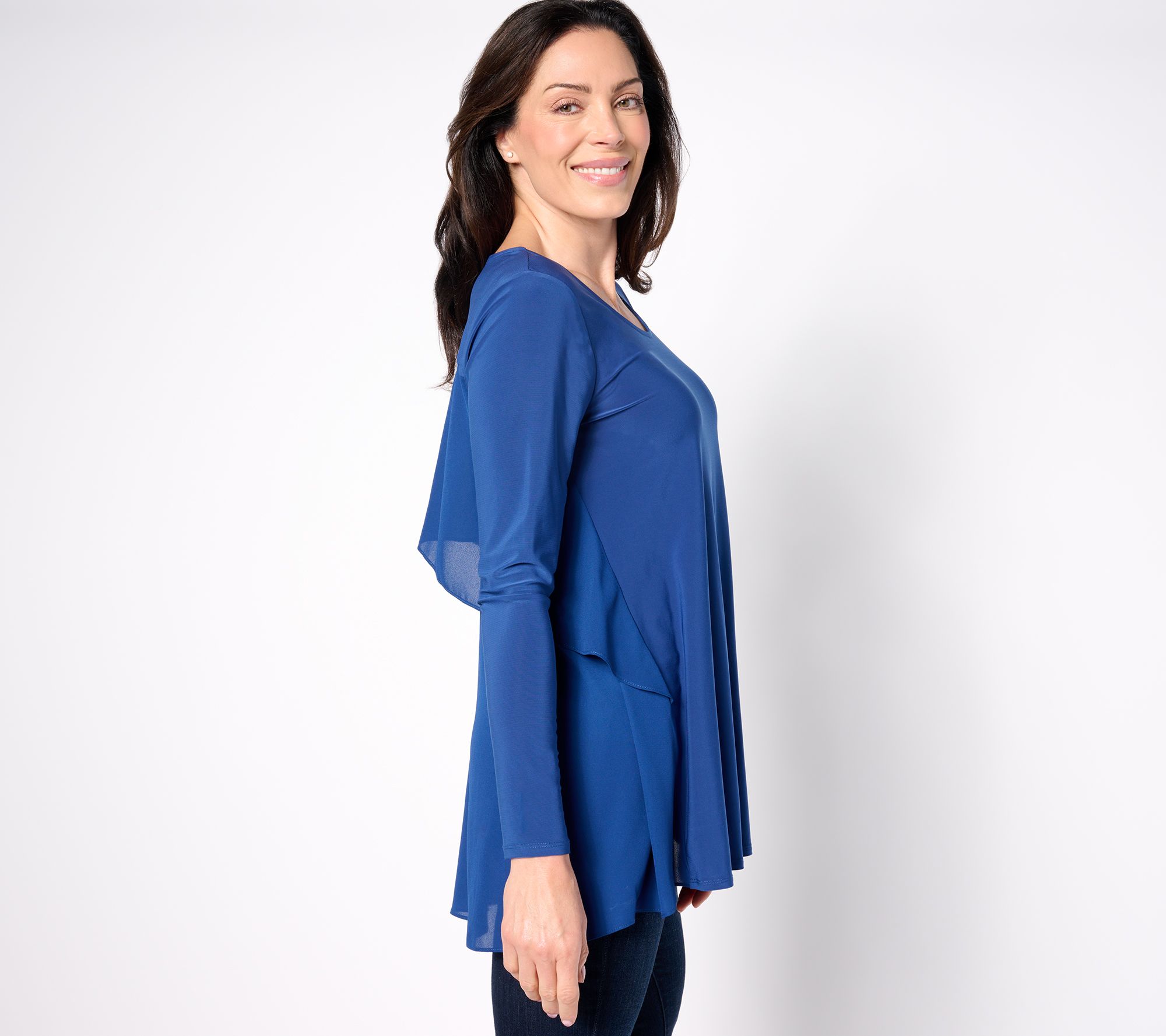 "As Is" Attitudes by Renee Knit Top with Georgette Flutter Back