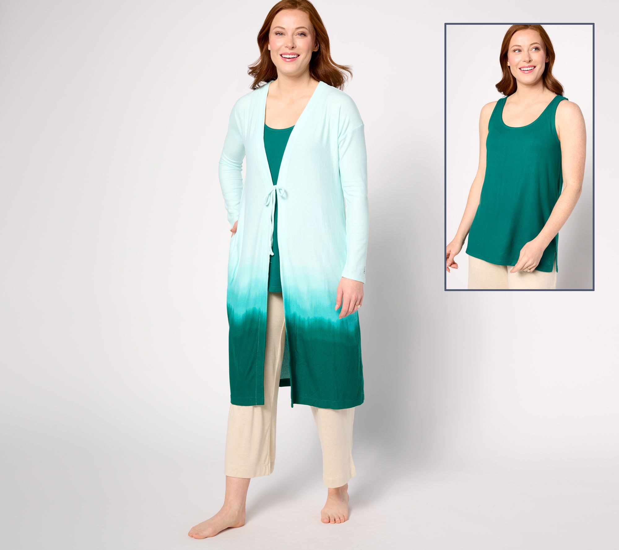 "As Is" Cuddl Duds Seriously Soft Cardigan and Tank Set