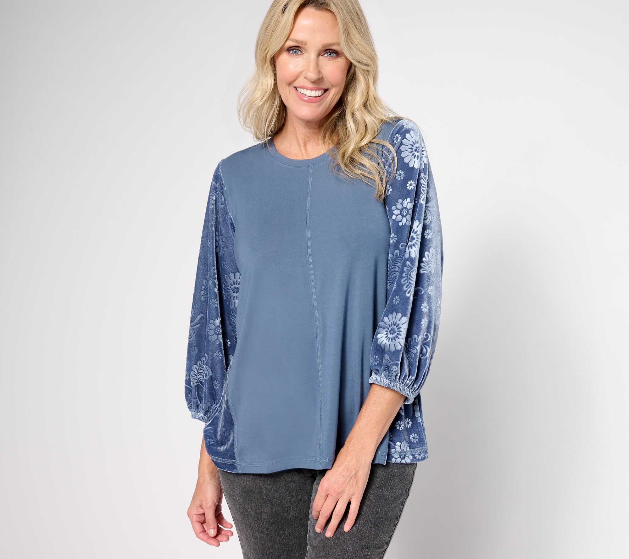 LOGO by Lori Goldstein Rayon 230 & Velour Top