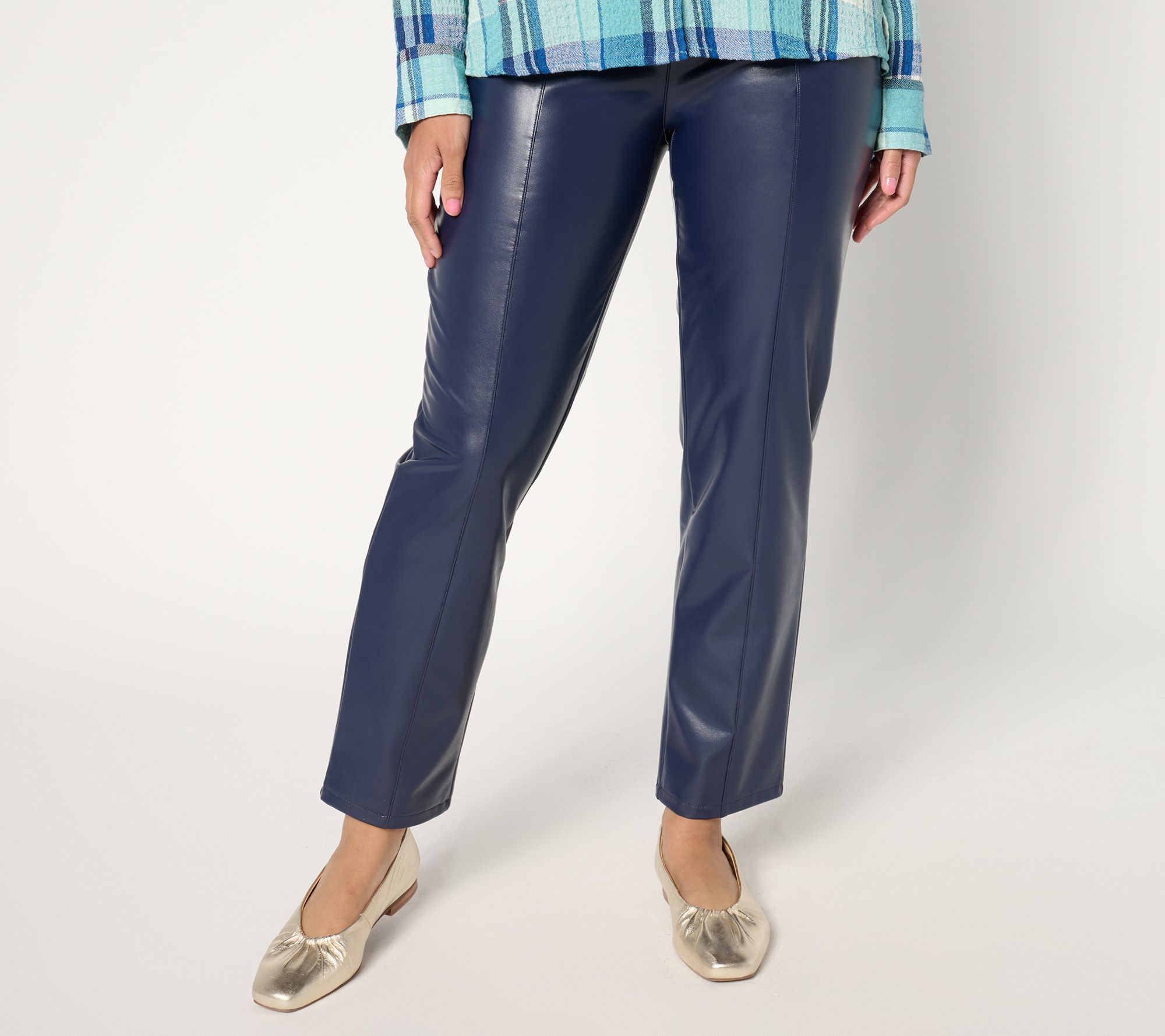 Denim & Co. Signature Petite Faux Leather Pull-On Pant