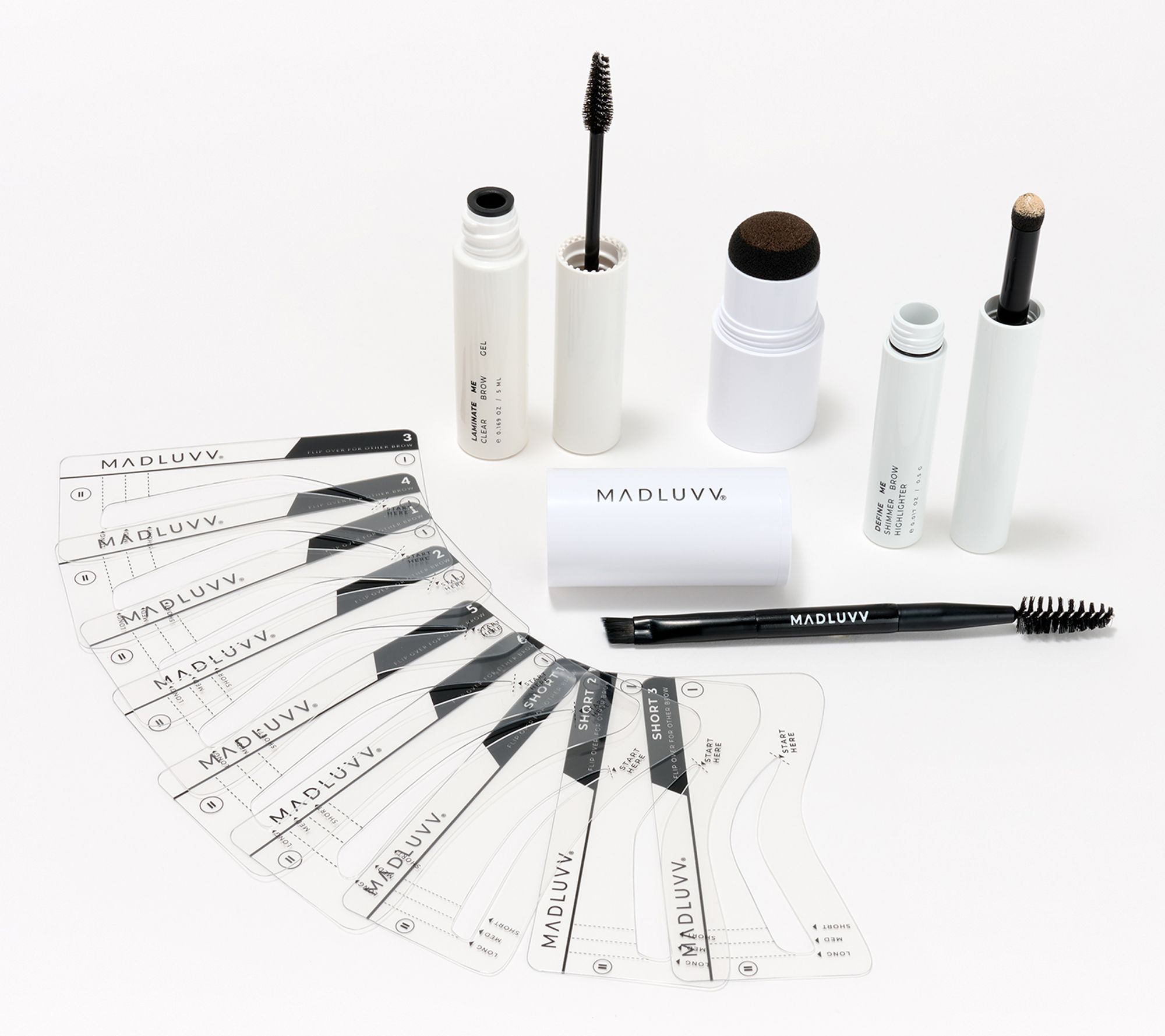 Madluvv Brow Stamp Kit with Brow Gel and Browbone Highlighter