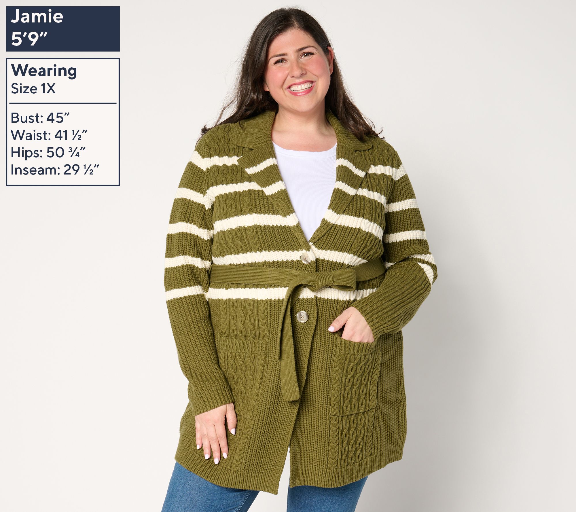 Isaac Mizrahi Live! Regular Cable Knit Duster Sweater with Belt