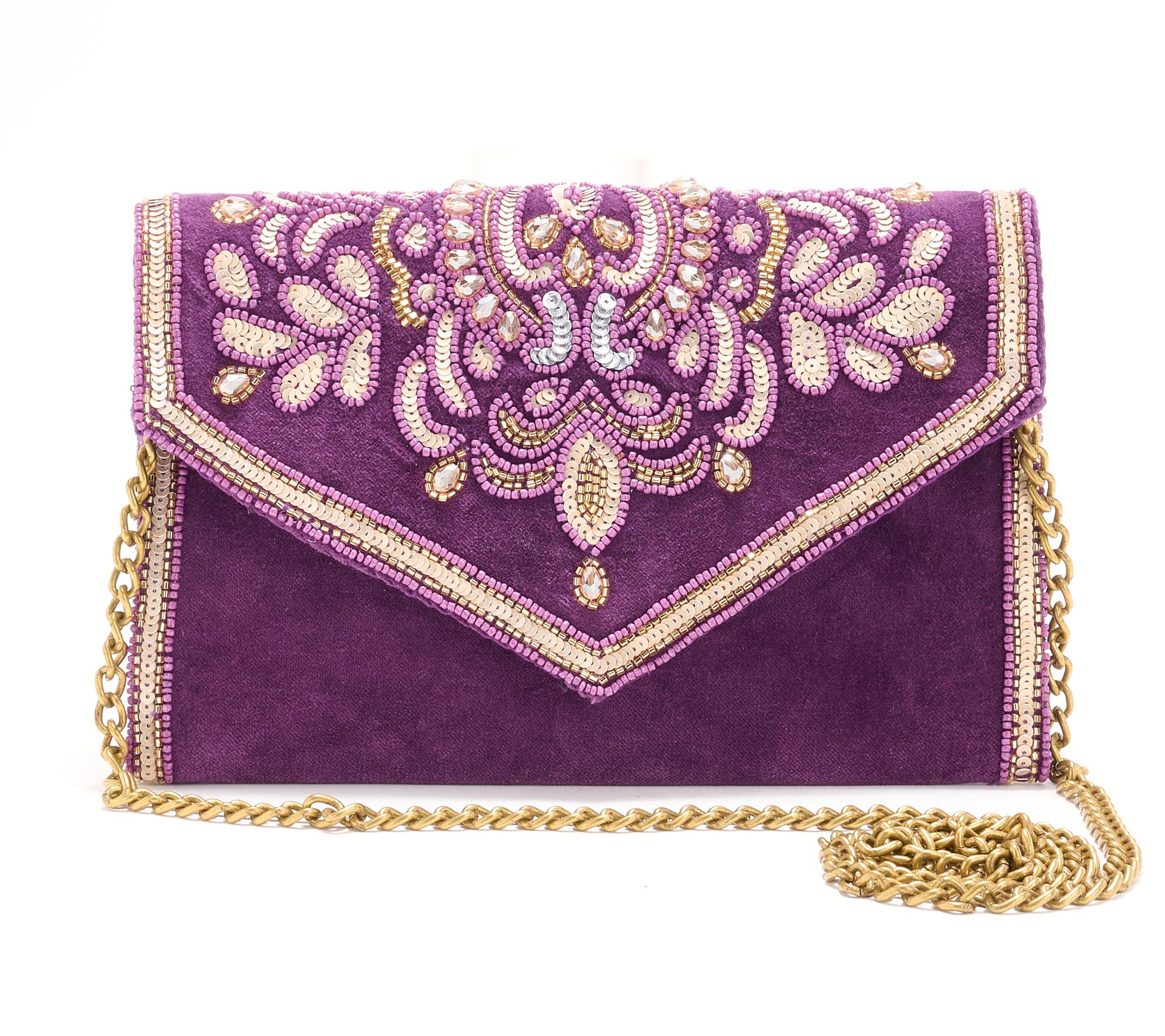 America & Beyond Embellished Envelope Evening Clutch