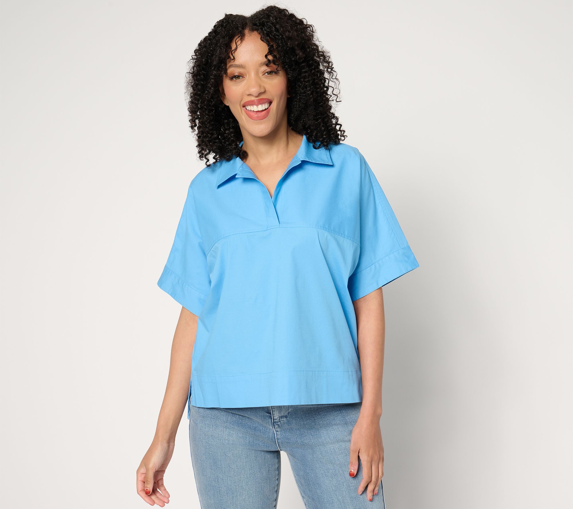 Studio Park x Amy Stran Short Sleeve Pullover Henley Shirt