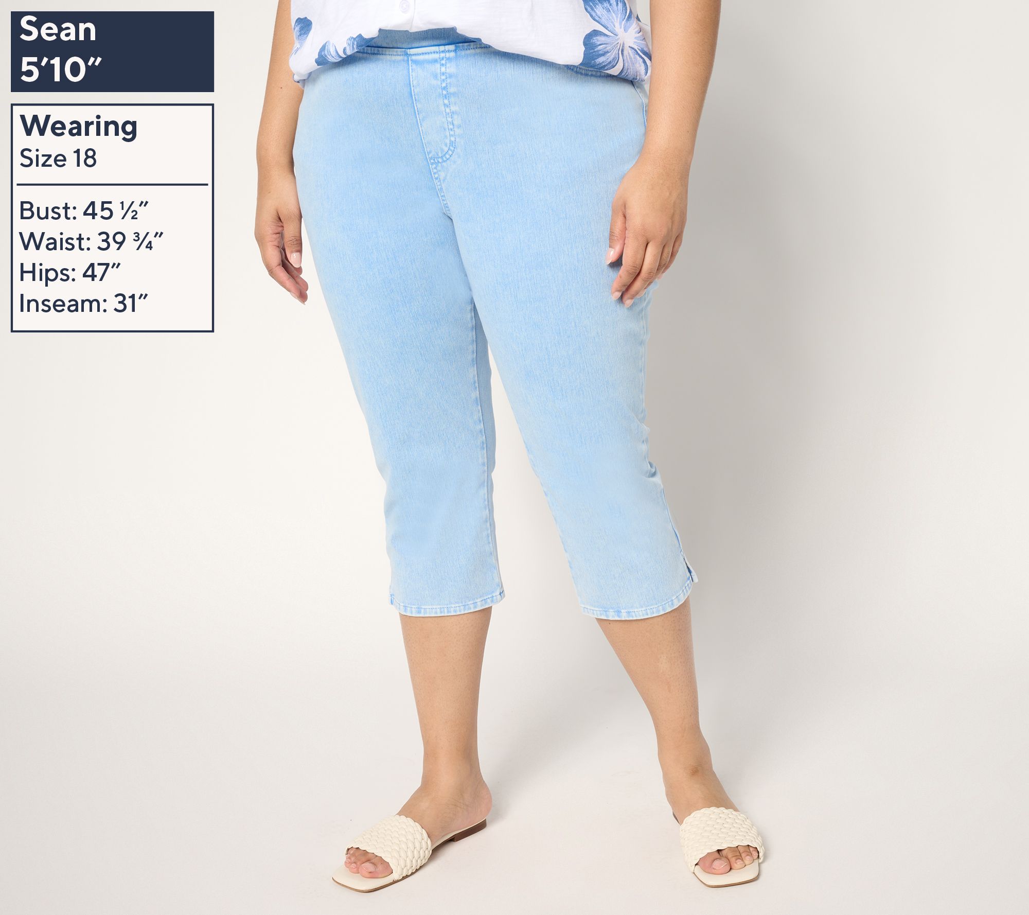 ★Belle★ Belle by Kim Gravel Regular Delray Denim Capri Pant - QVC.com