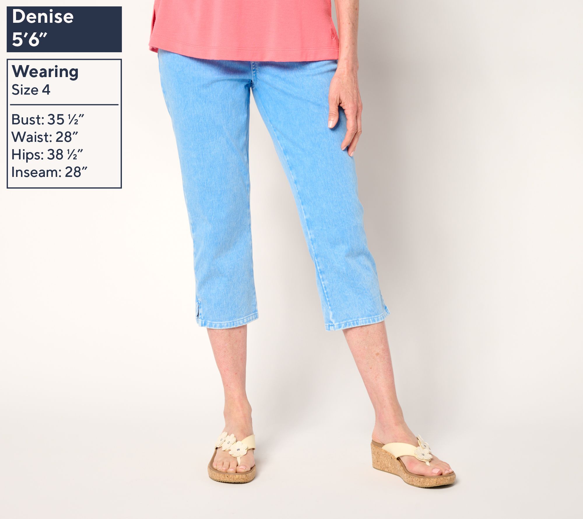 ★Belle★ Belle by Kim Gravel Regular Delray Denim Capri Pant - QVC.com