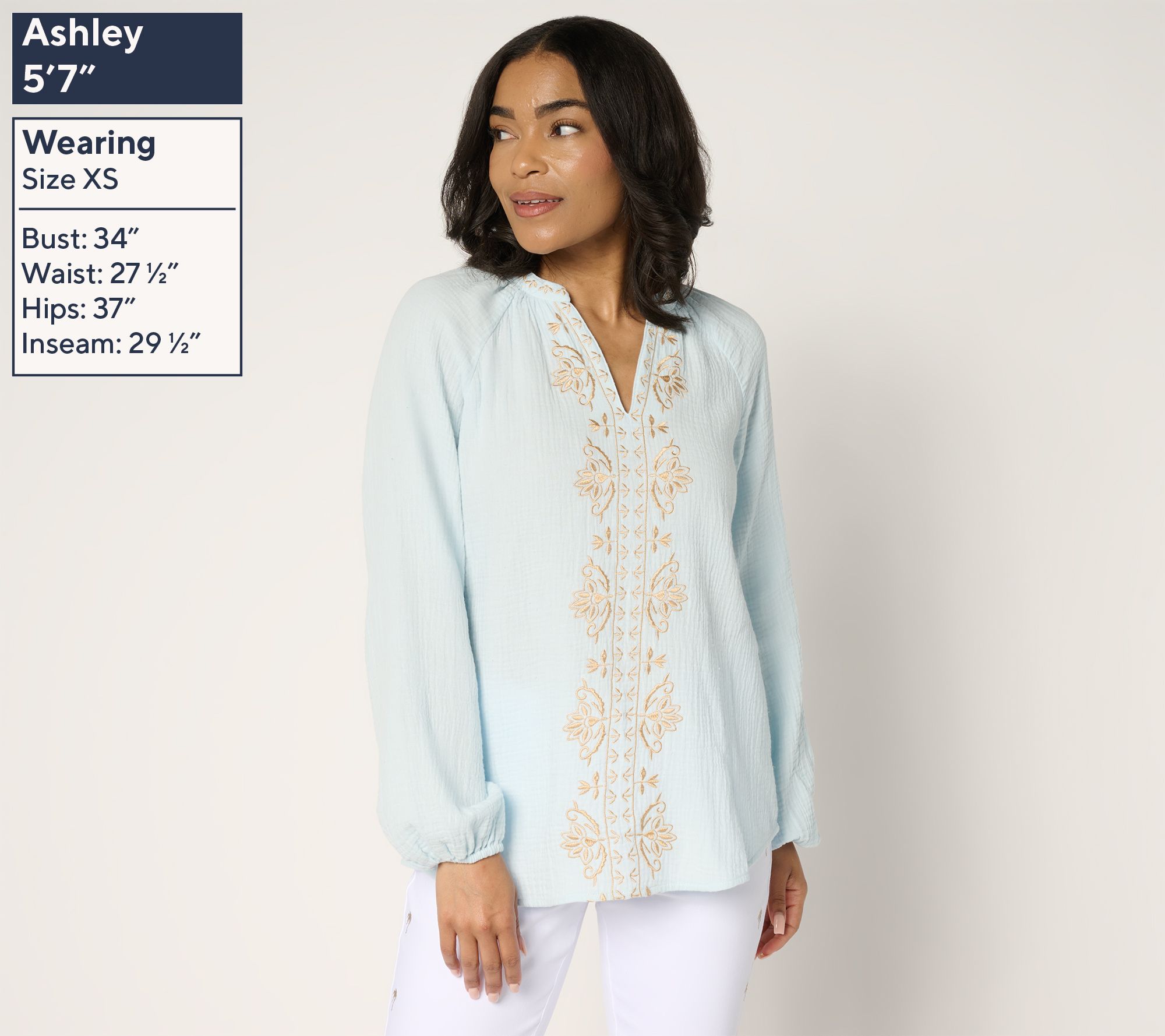 Belle by Kim Gravel Beach Club 100% Cotton Gauze Embroidered