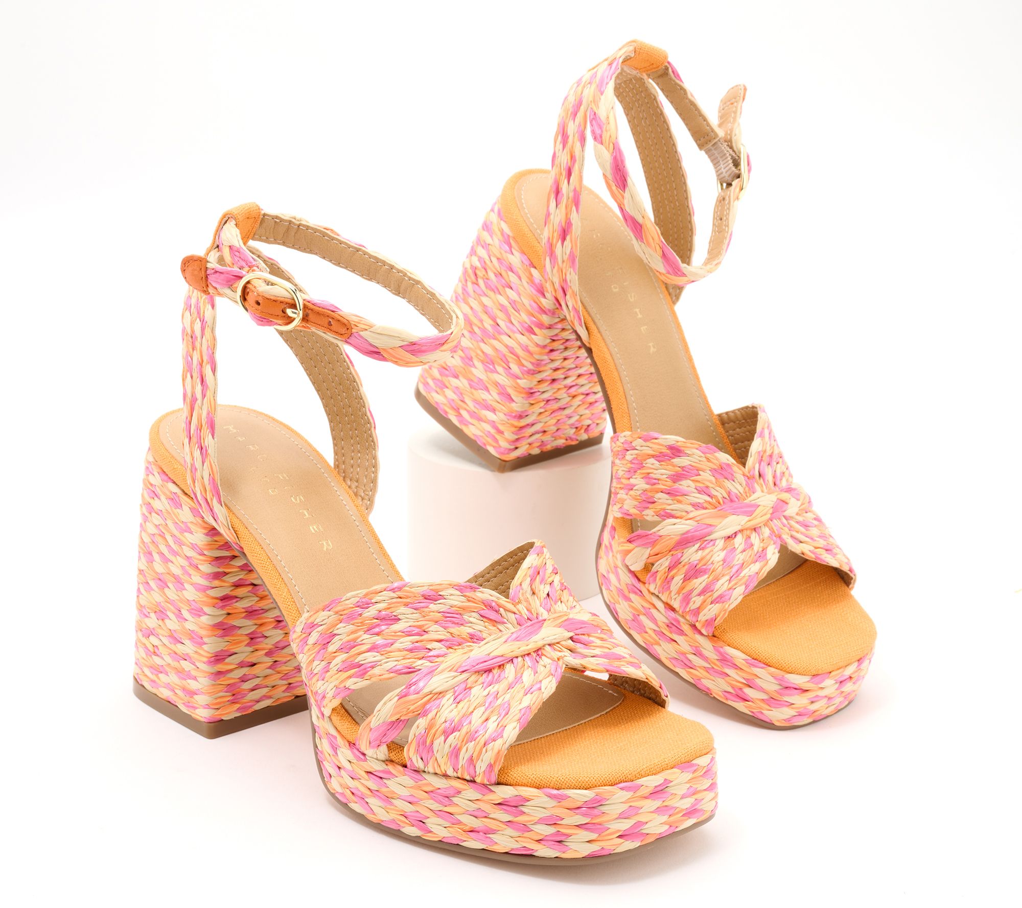 As Is Marc Fisher LTD Raffia Platform Sandals - Janie