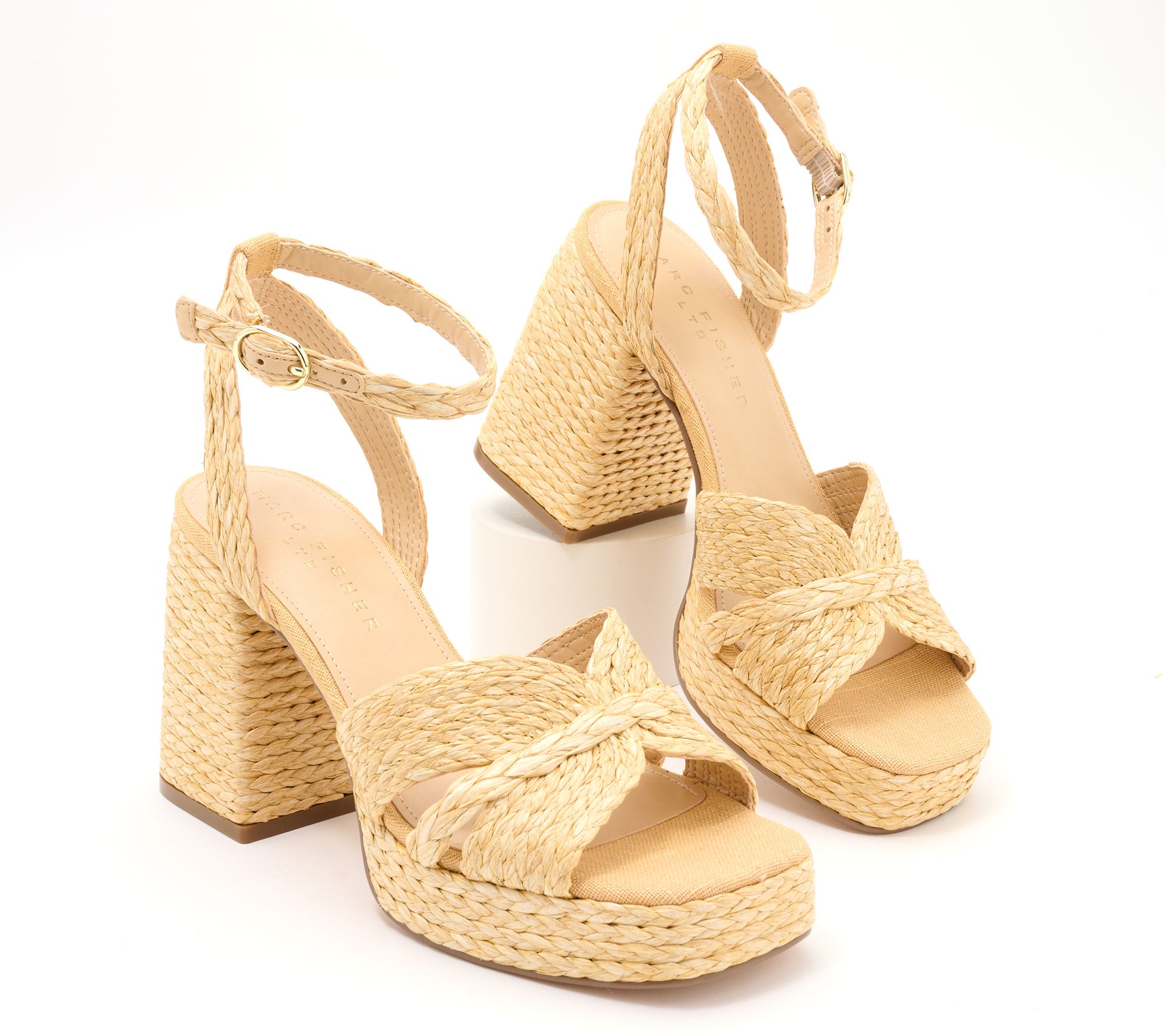 "As Is" Marc Fisher LTD Raffia Platform Sandals- Janie