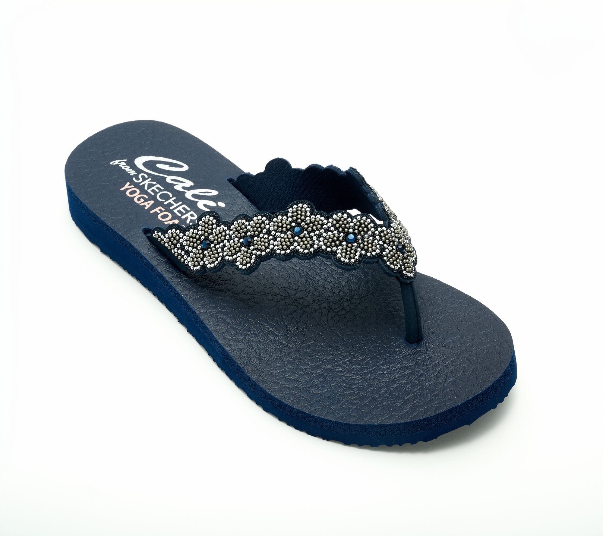Skechers Cali Embellished Pearl Floral Thong Sandals - Rare Elegance
