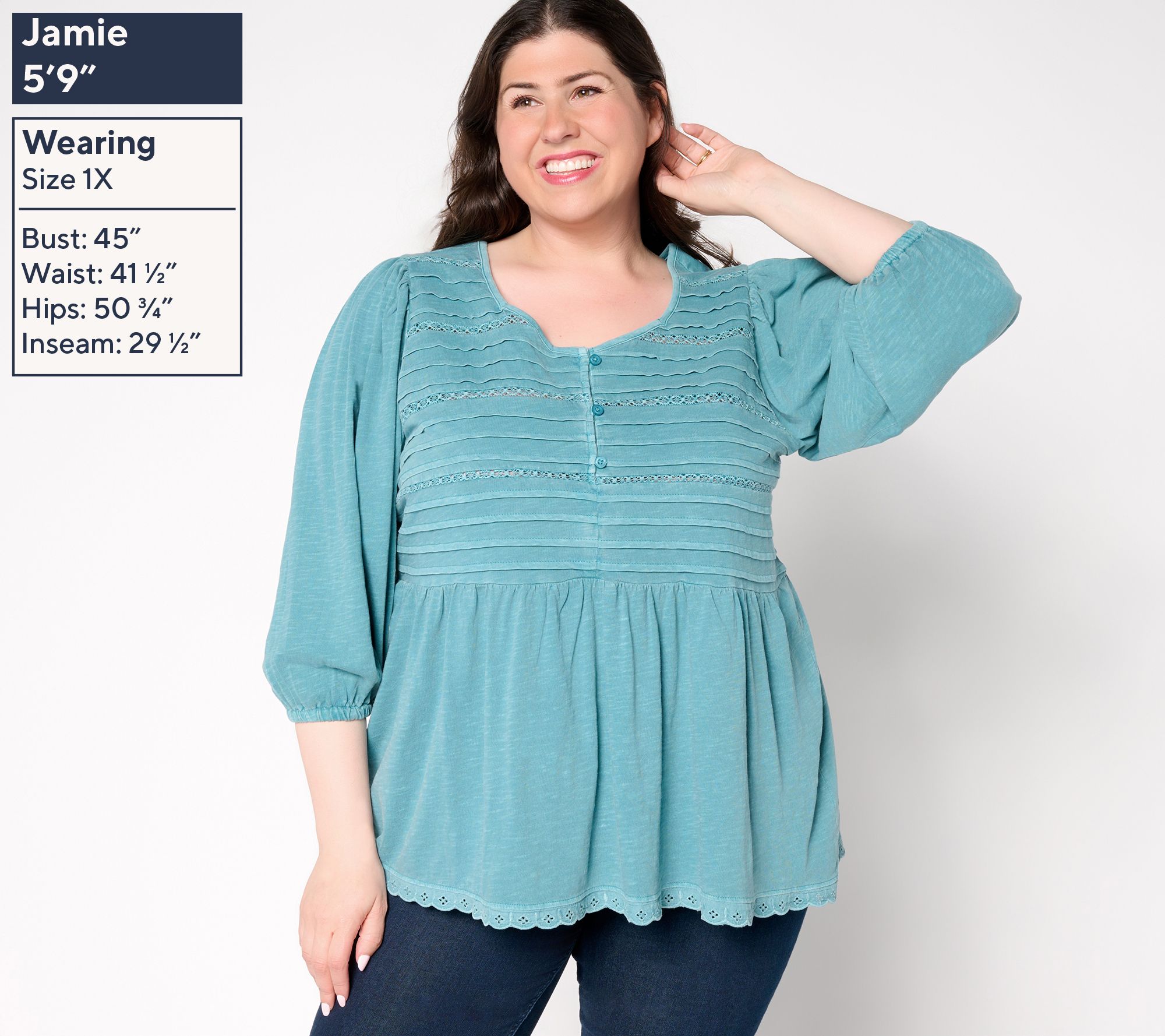 LOGO by Lori Goldstein 100% Cotton Top with Pintucks - QVC.com