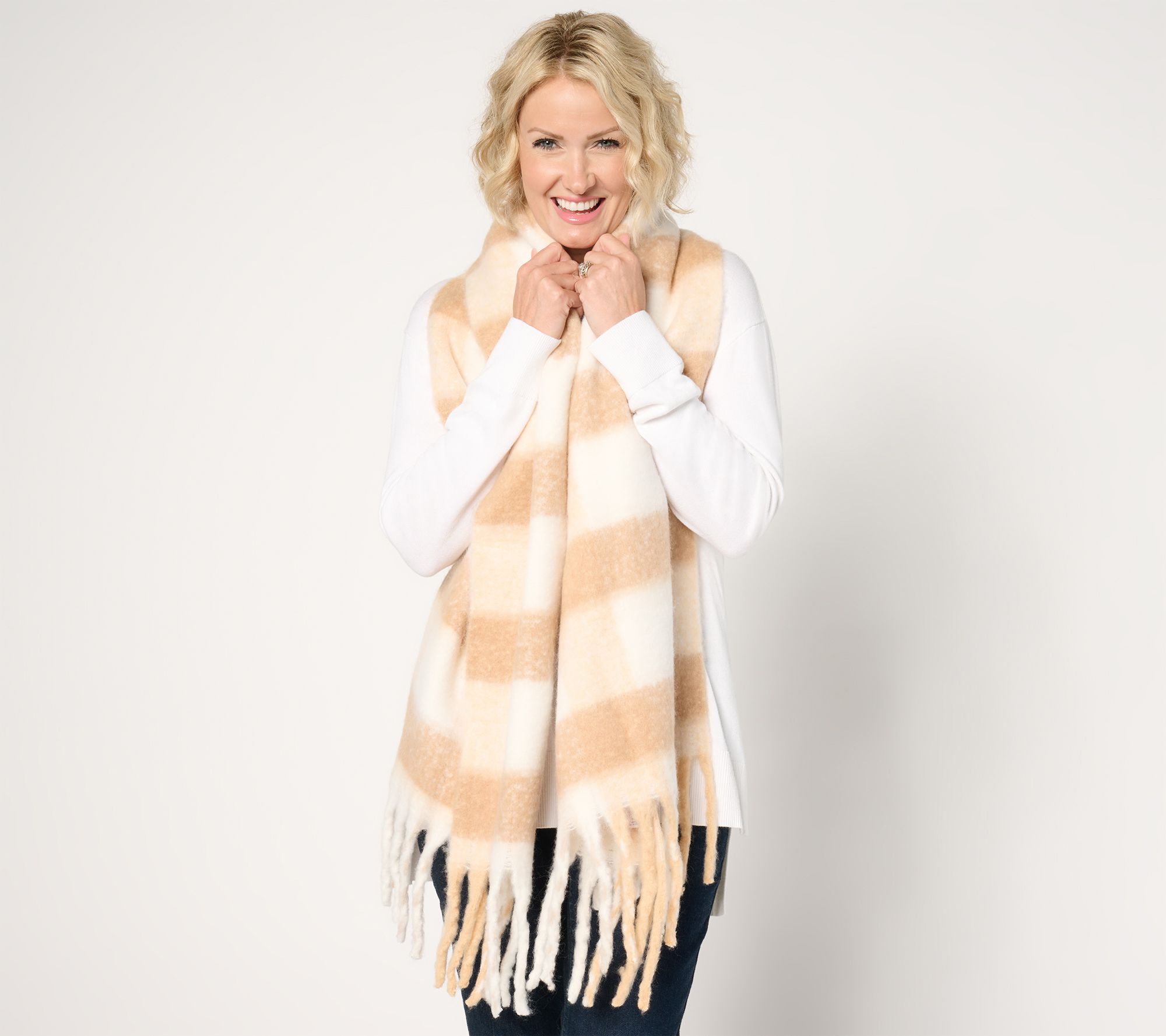 "As Is" Complliments 68" x 20" Brushed Plaid Blanket Scarf