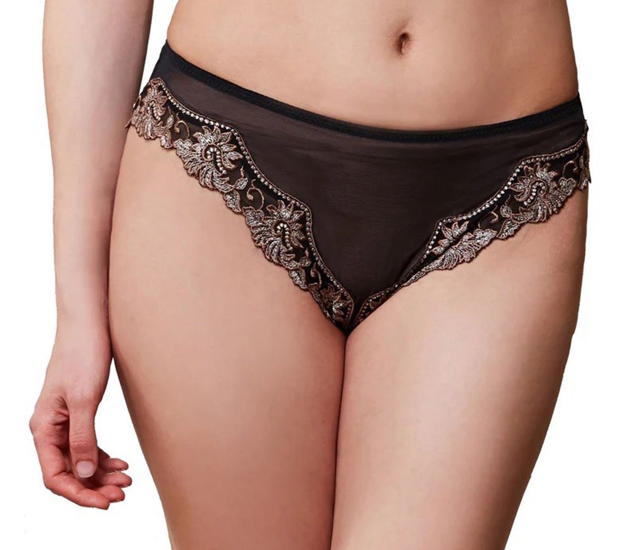 Lunaire Sevilla Hi-Cut Tanga Panty with Lace Trim
