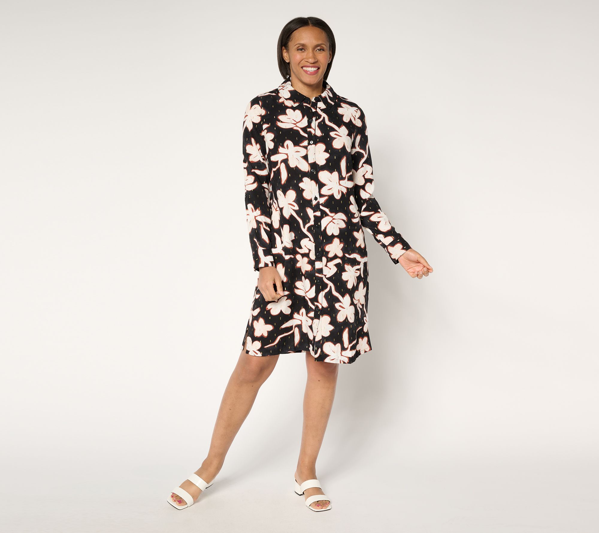 "As Is" Susan Graver Soleil Woven Shirt Dress Cover-Up