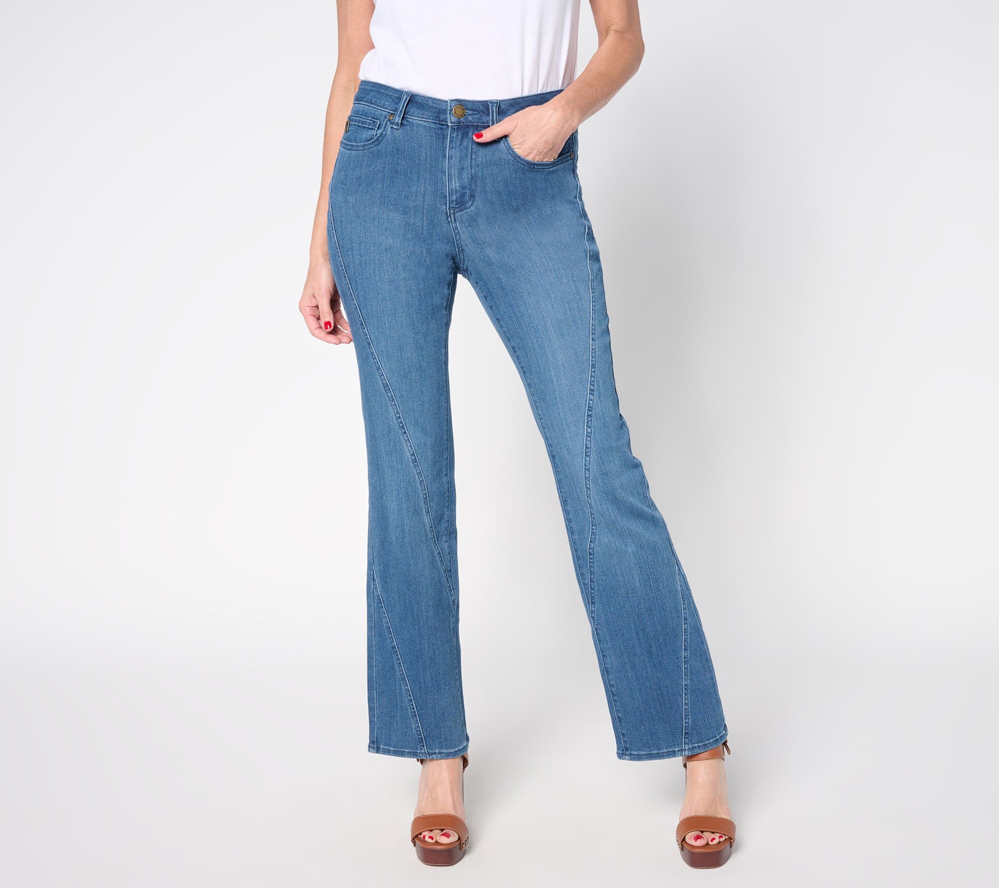 "As Is" Belle by Kim Gravel Tall Primabelle Denim Diagonal Seam Wide Leg