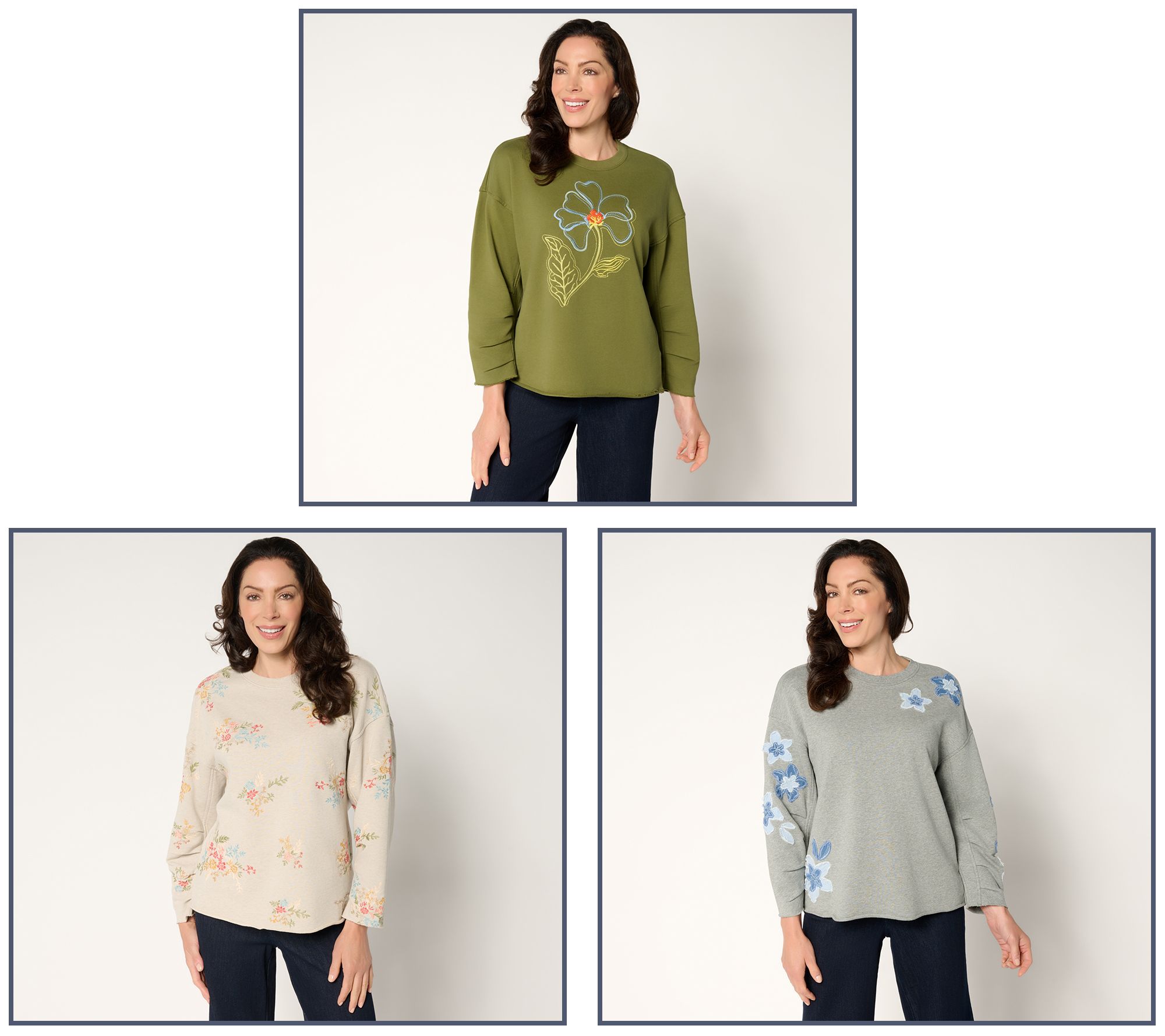 Driftwood Jeans French Terry Gathered Sleeve Pullover - QVC.com