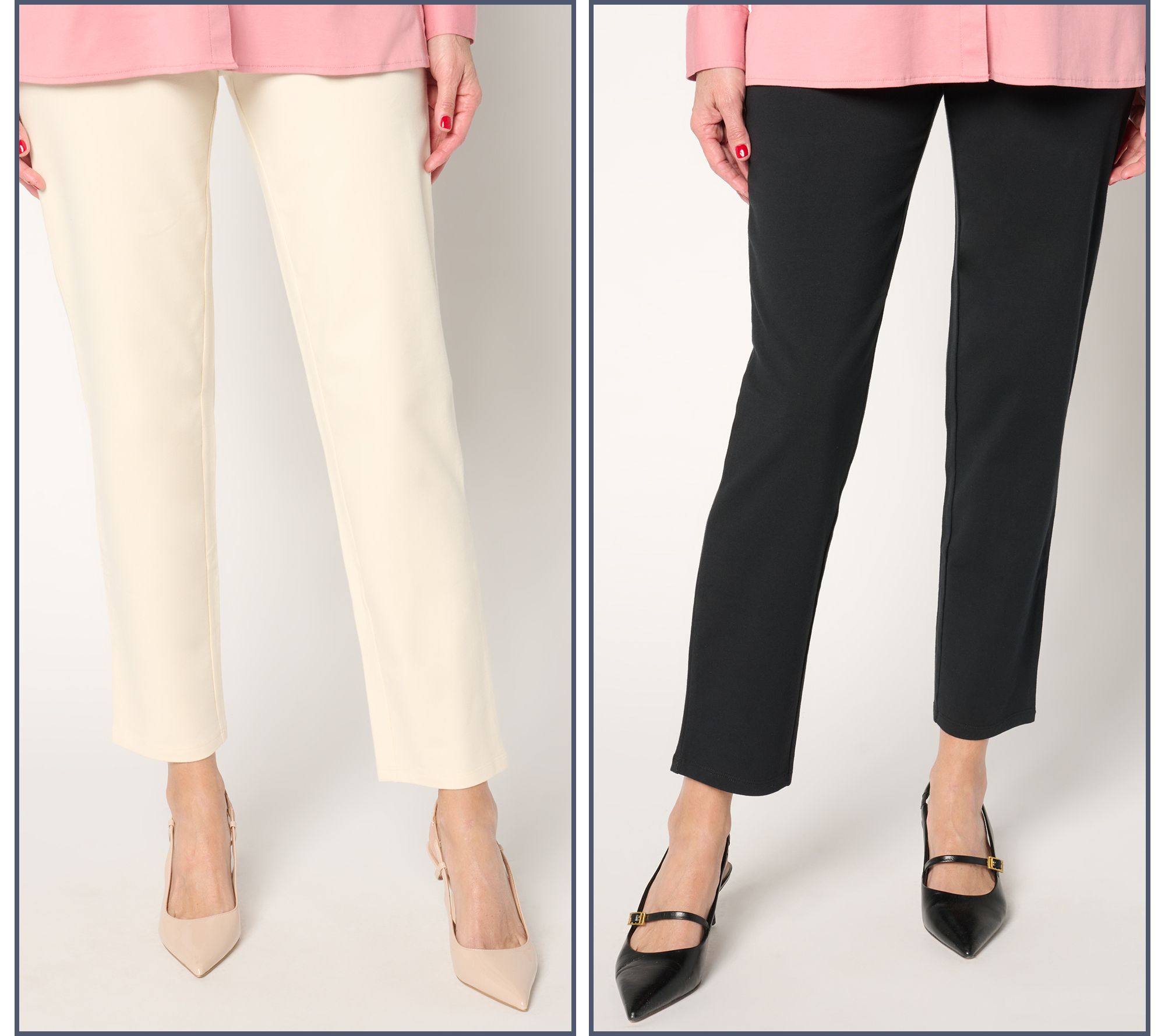 "As Is" Women with Control Petite Set of 2 86/14 Slim Leg Pants
