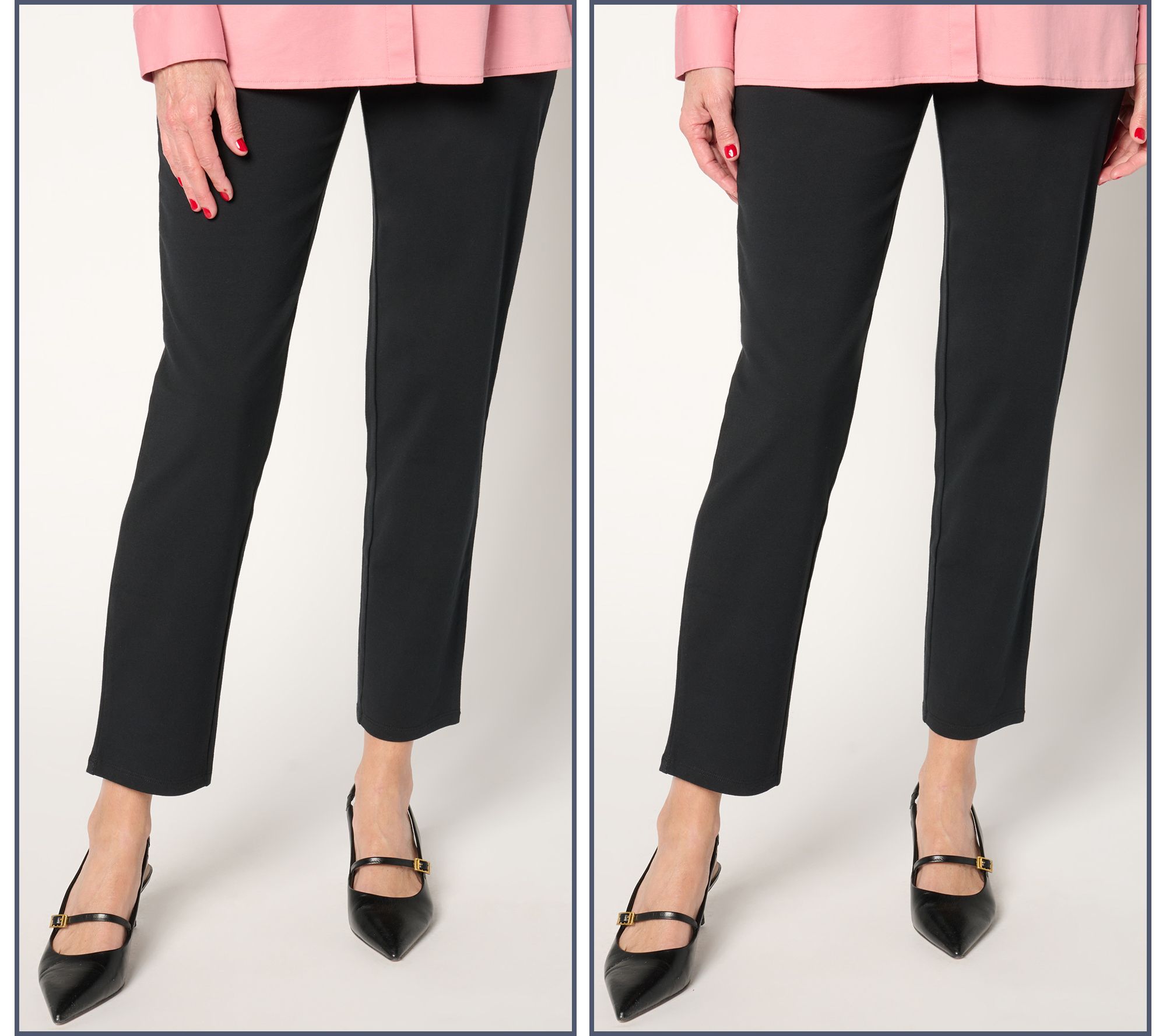 "As Is" Women with Control Petite Set of 2 86/14 Slim Leg Pants
