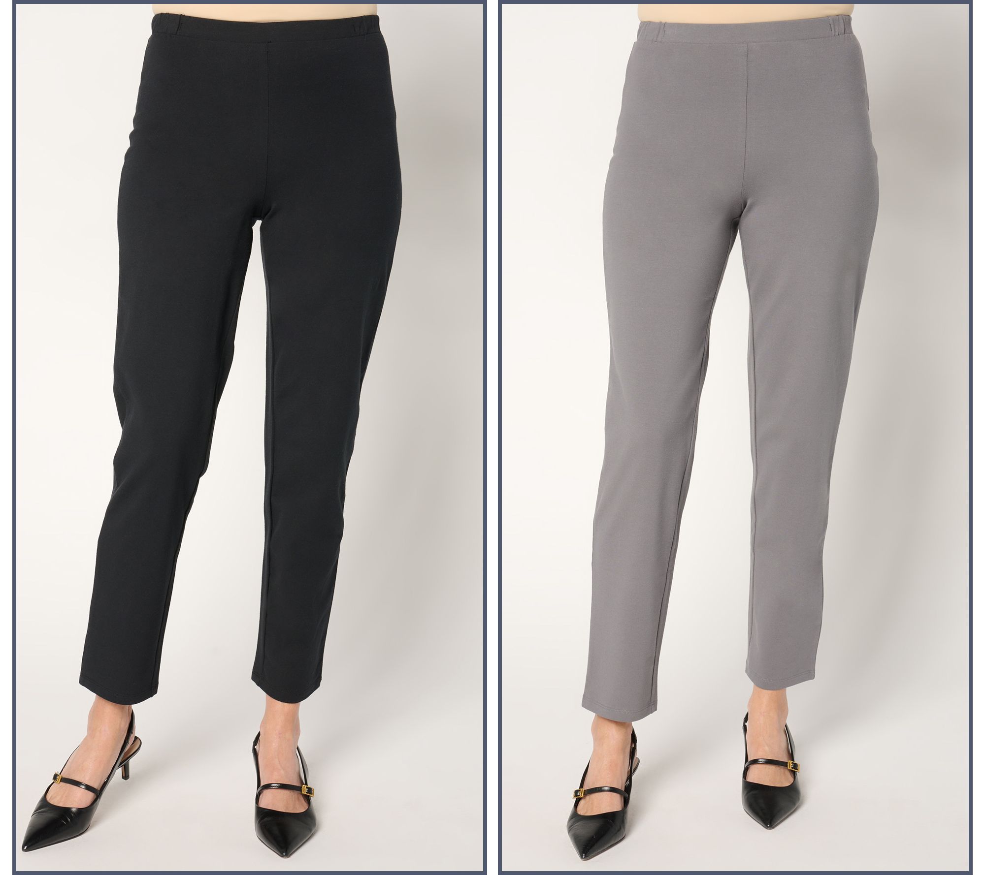 "As Is" Women with Control Petite Set of 2 86/14 Slim Leg Pants