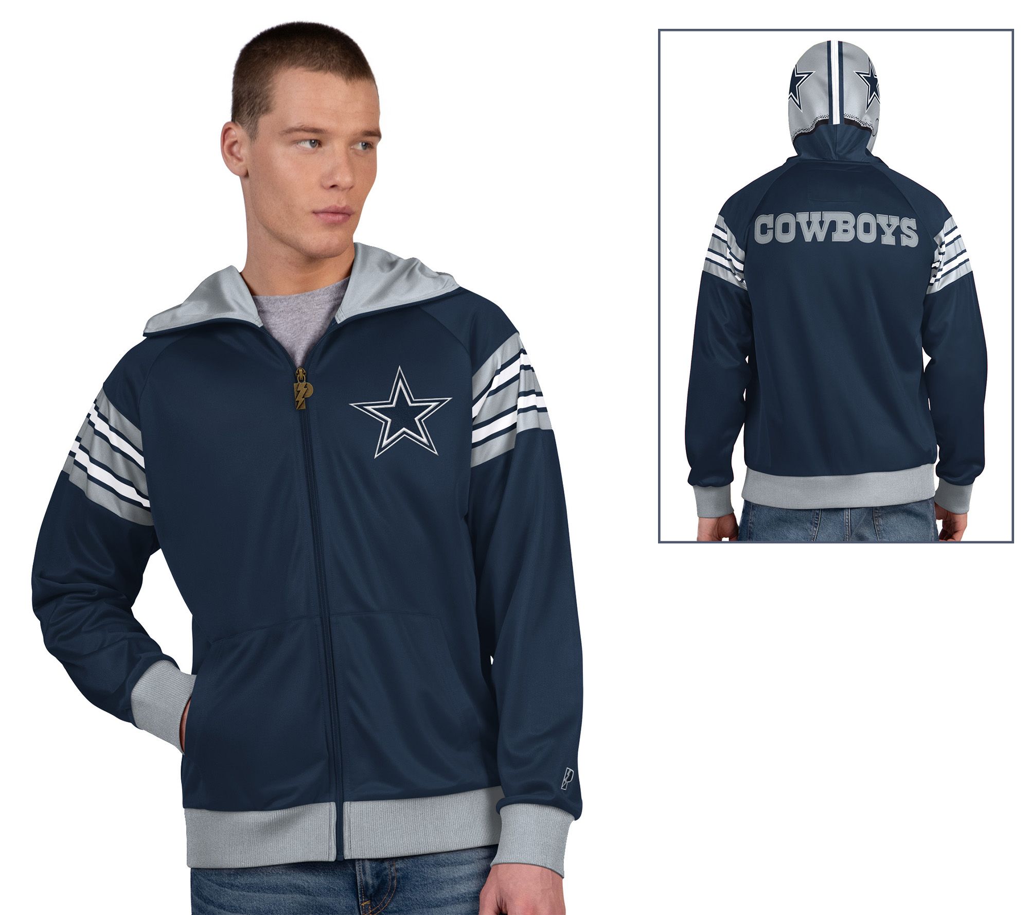 NFL Officially Licensed Dallas Pro Player Full Zip Jacket w/ Helmet Hood