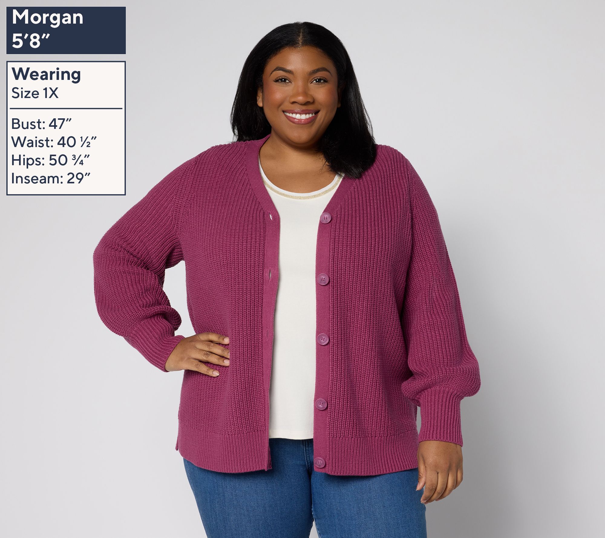 Belle by Kim Gravel Chunky Shaker Knit Bishop Sleeve