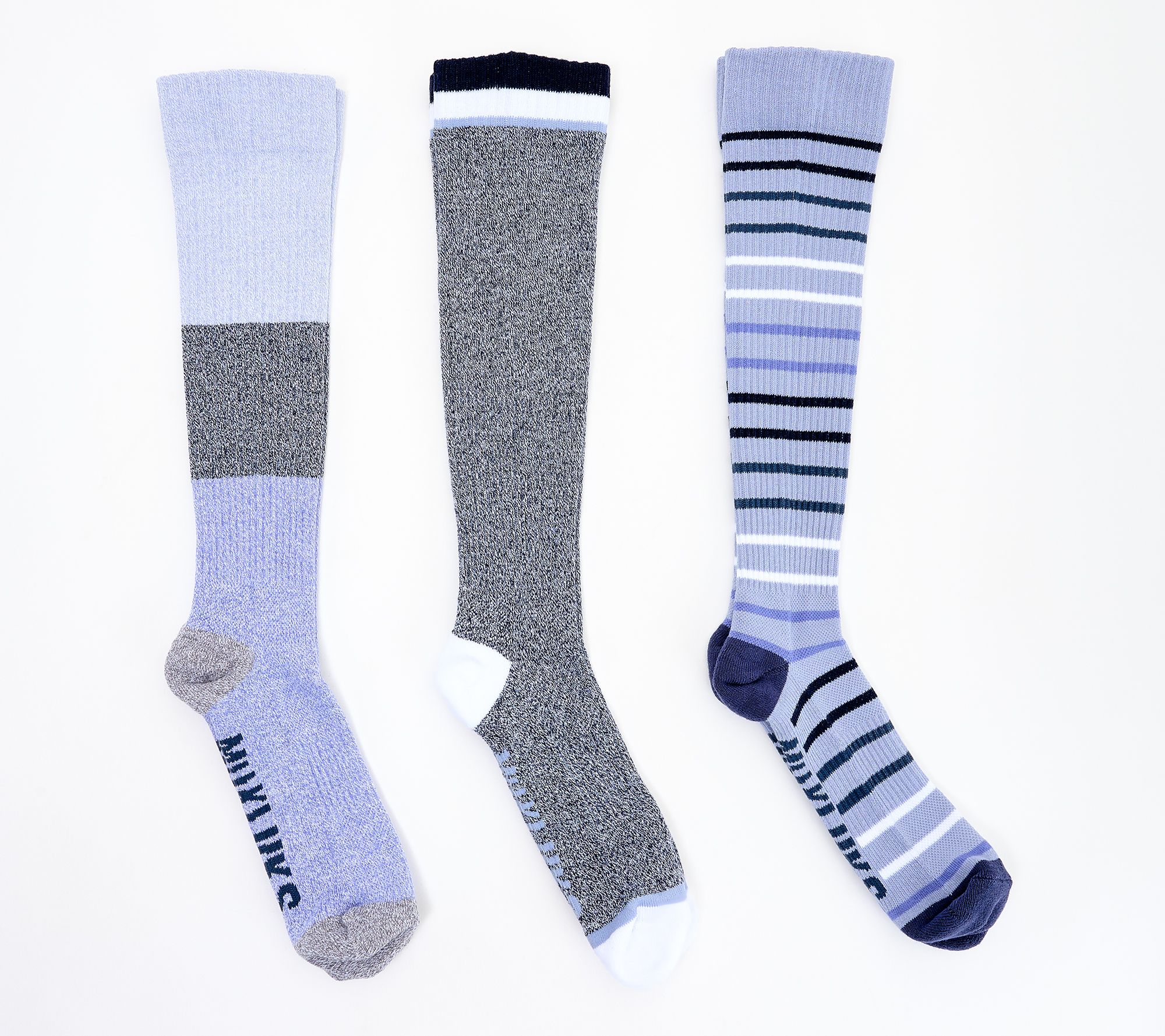 "As Is" MUK LUKS Set of 3 Knee High Cotton Socks Compression