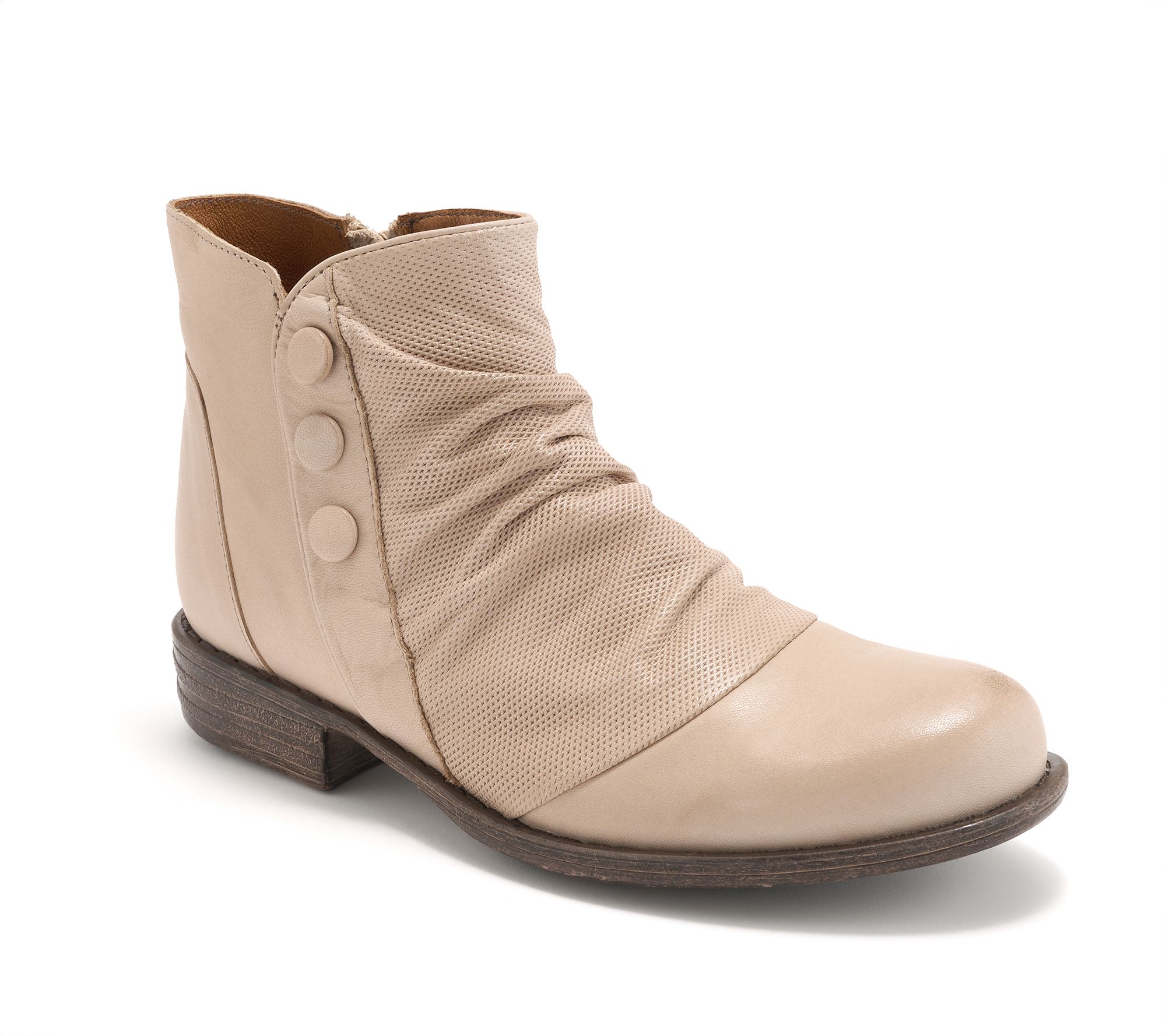 Miz Mooz Ruched Leather Ankle Boots - Lacie