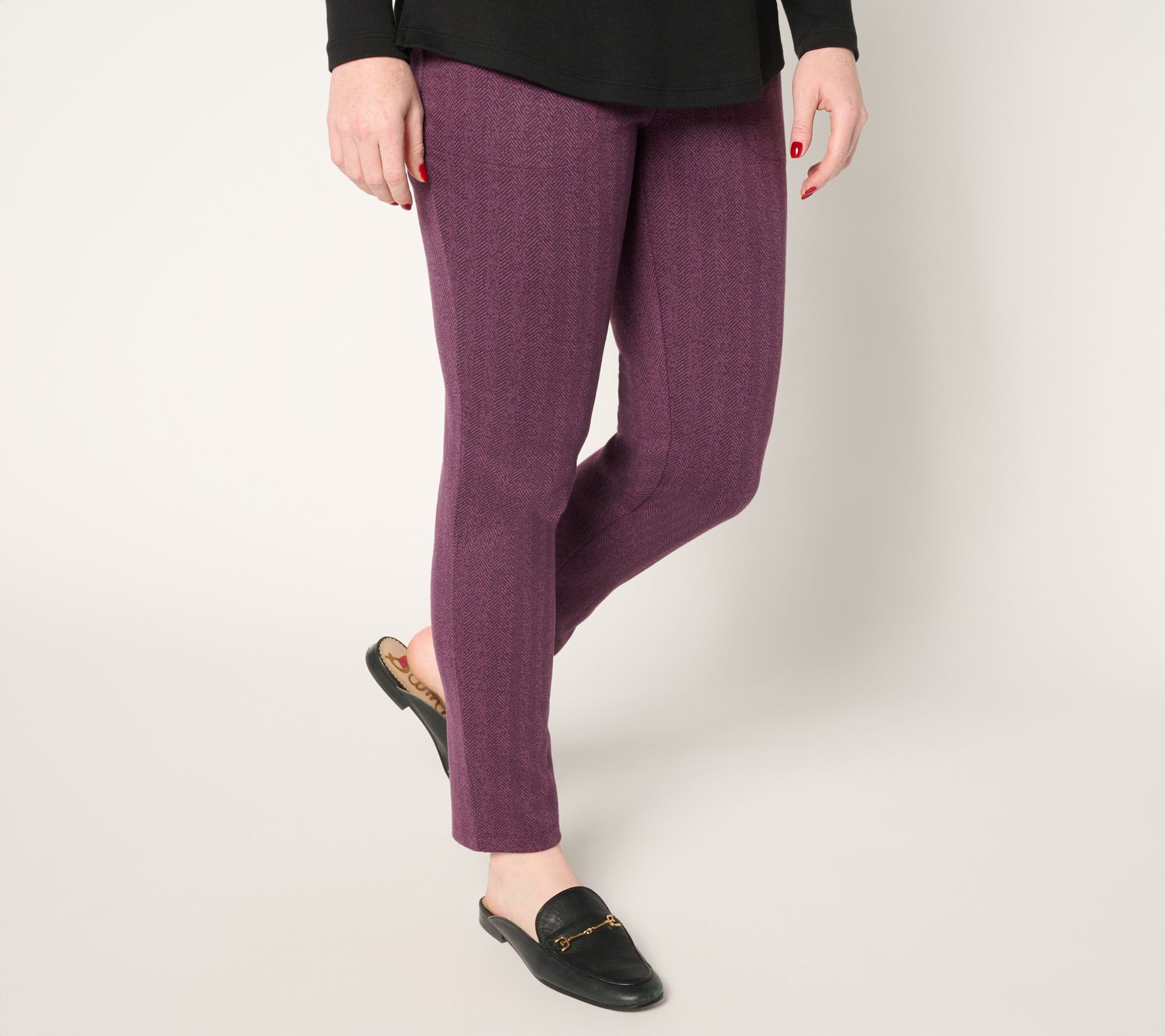 Denim & Co. Petite Knit Jacquard Tapered Ankle Pants