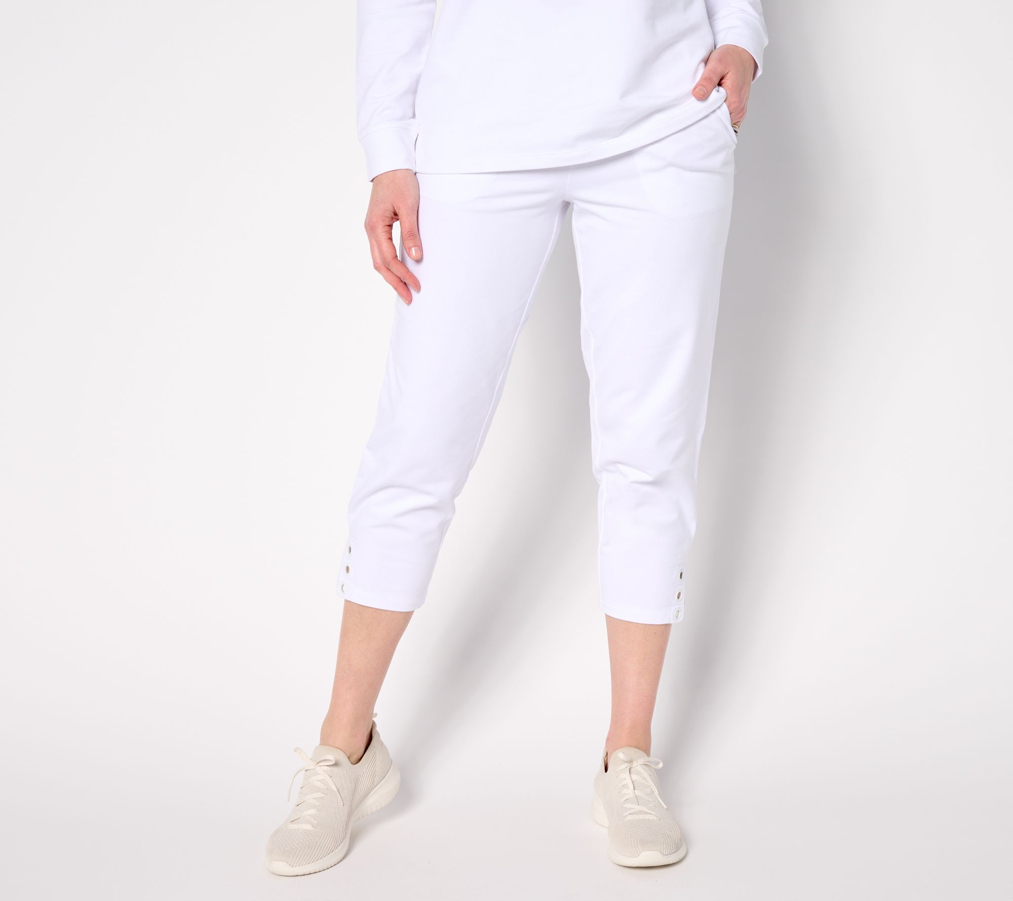 "As Is" Denim & Co. Active Petite French Terry Crop Pant