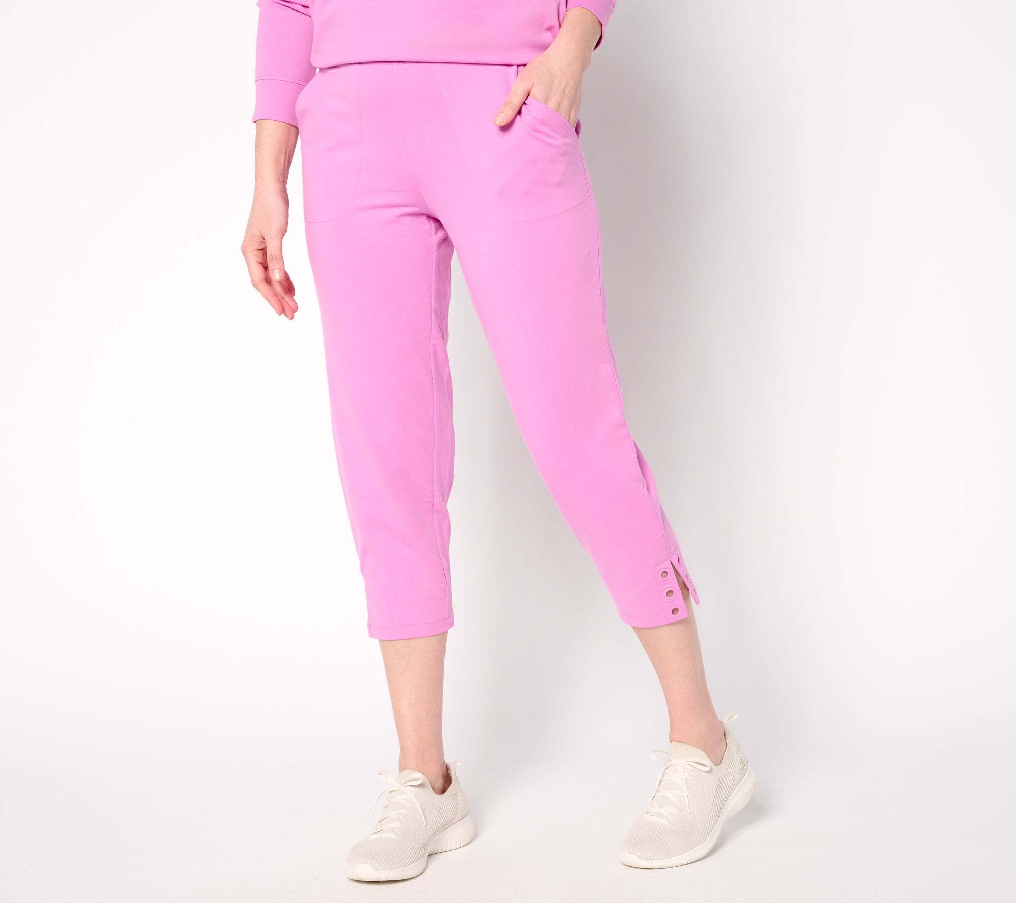 "As Is" Denim & Co. Active Petite French Terry Crop Pant