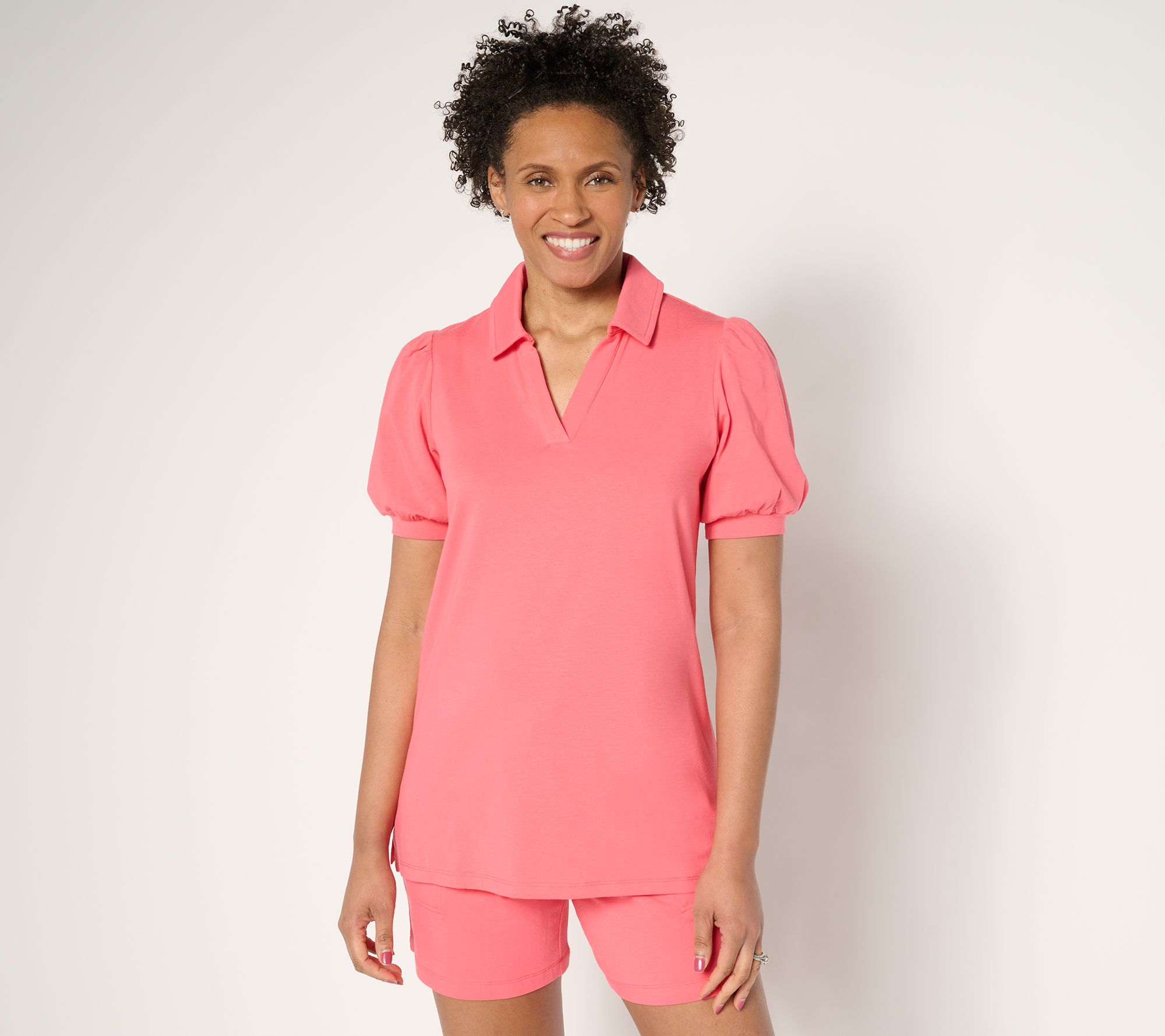 "As Is" Belle by Kim Gravel TripleLuxe Knit Johnny Collar Top