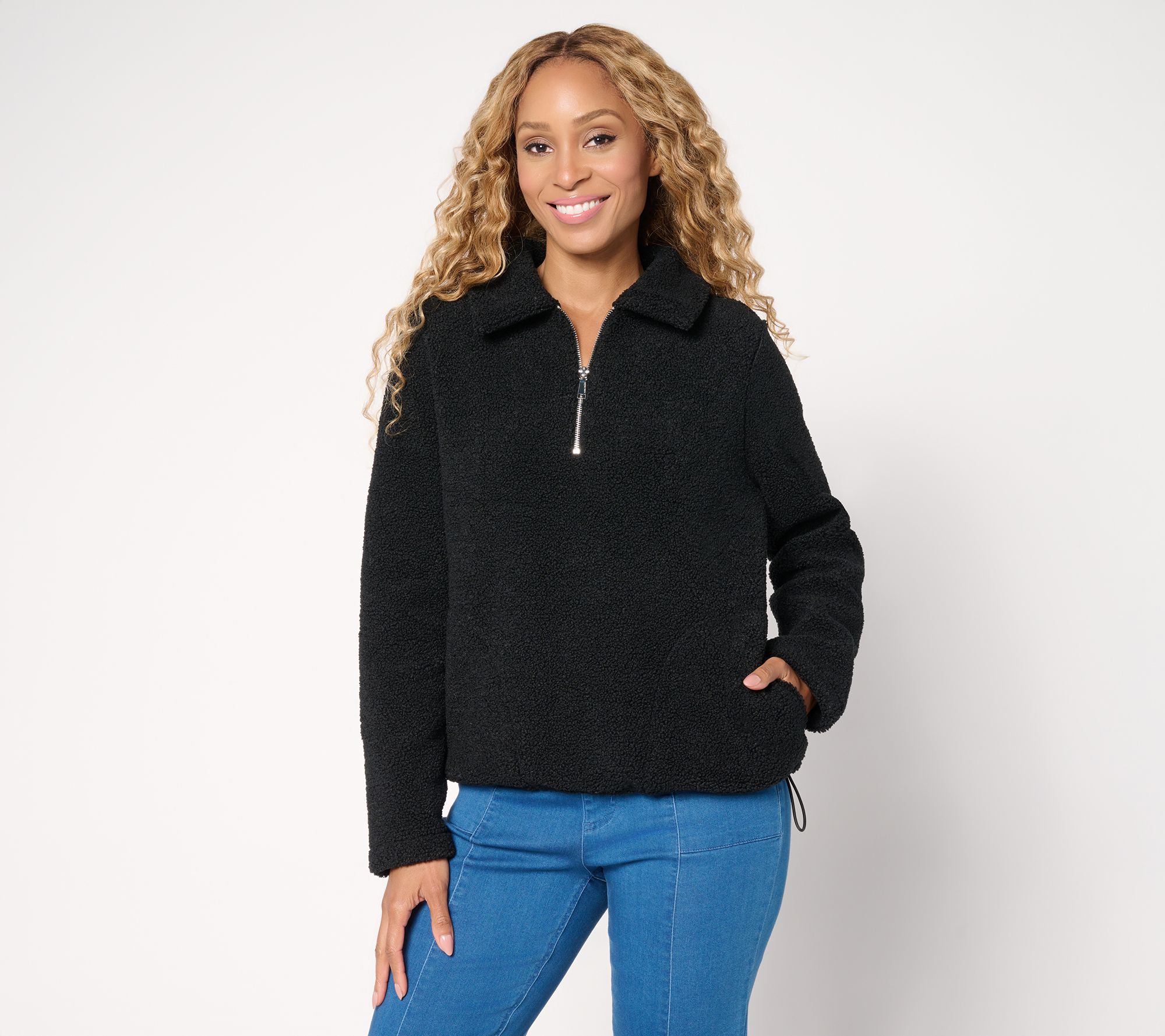Susan Graver Sherpa Pullover with Oversized Collar