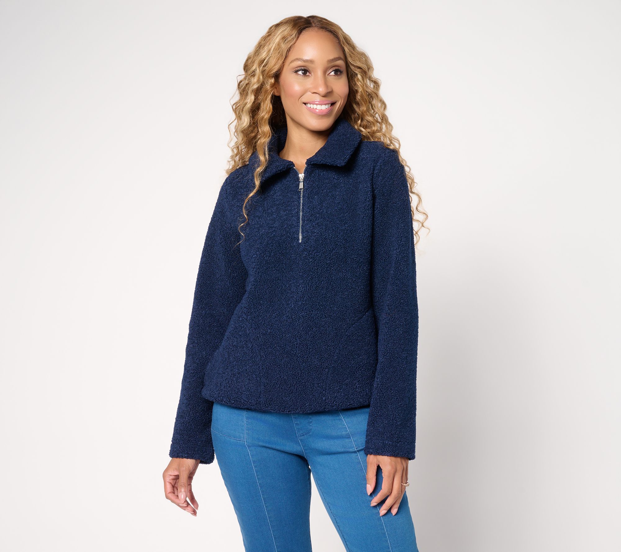 Susan Graver Sherpa Pullover with Oversized Collar